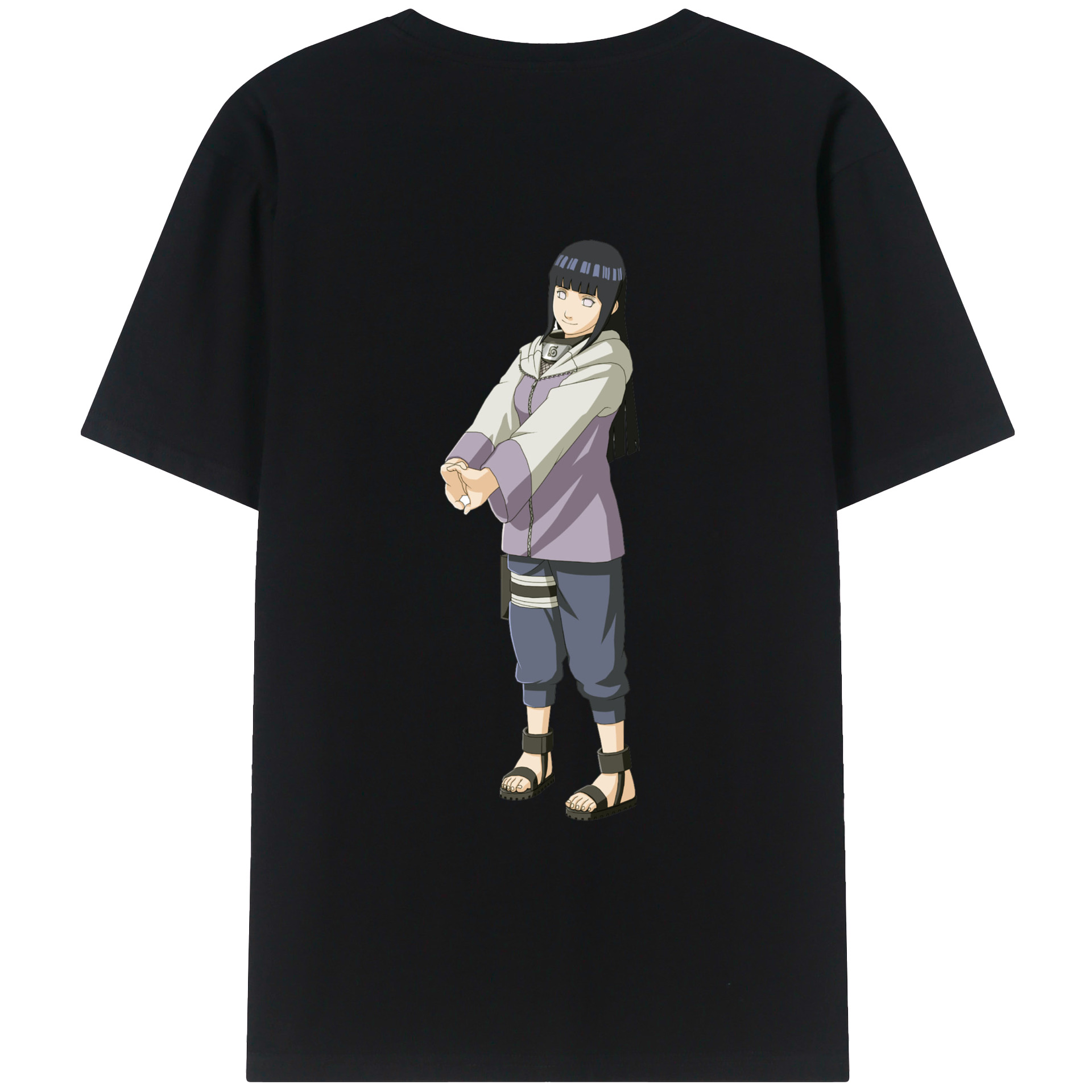 （画像用） NARUTO -ナルト- 日向ヒナタ Hyūga Hinata 綿100％ メンズ半袖Tシャツ（バックプリント） 通気性