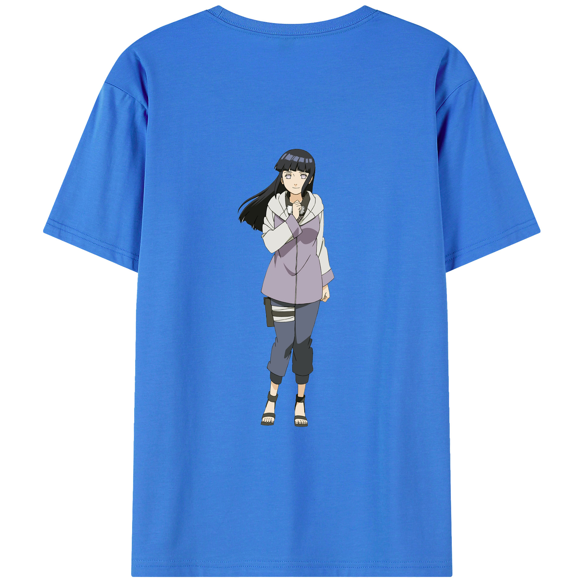 （画像用） NARUTO -ナルト- 日向ヒナタ Hyūga Hinata 綿100％ メンズ半袖Tシャツ（バックプリント） 通気性