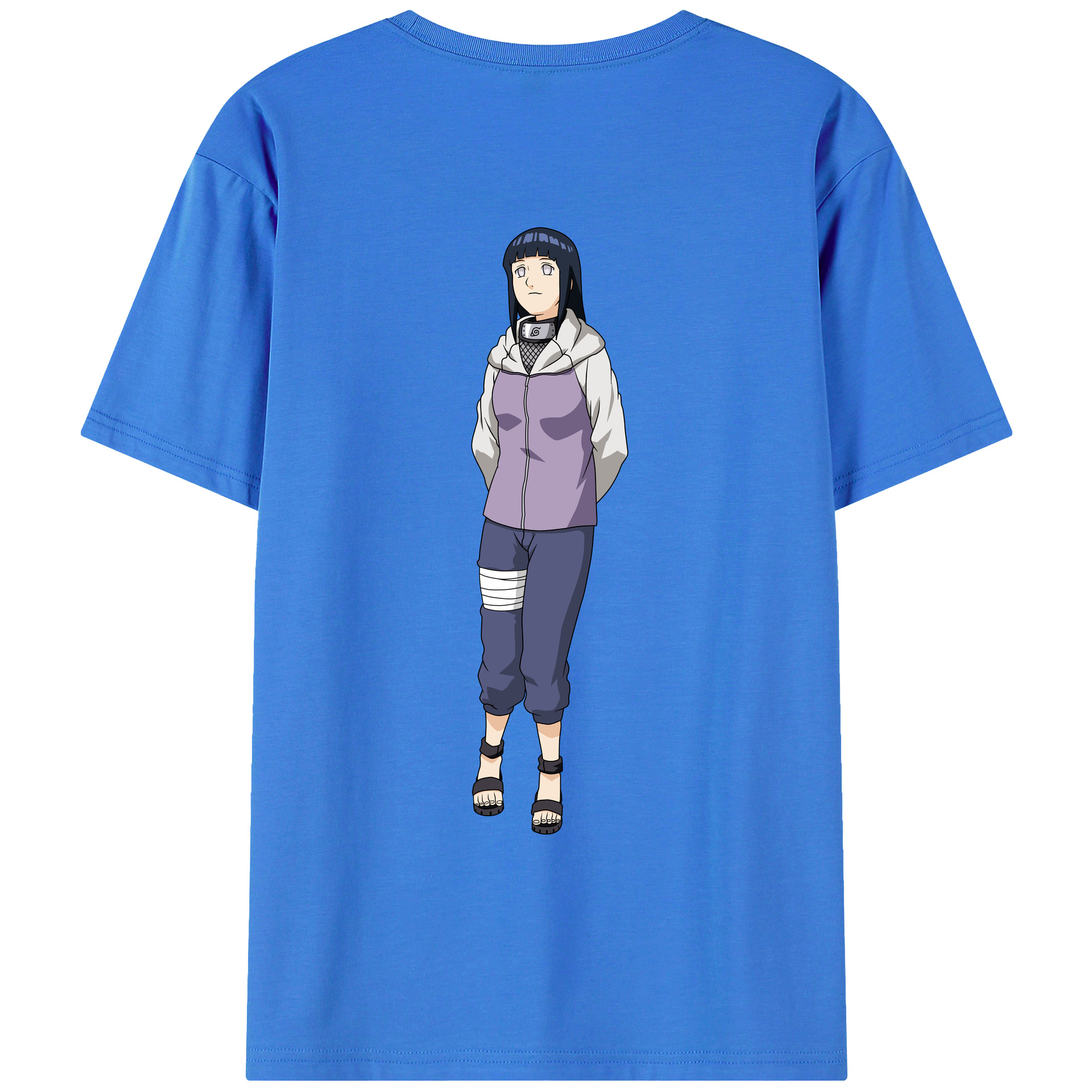 （画像用） NARUTO -ナルト- 日向ヒナタ Hyūga Hinata 綿100％ メンズ半袖Tシャツ（バックプリント） 通気性