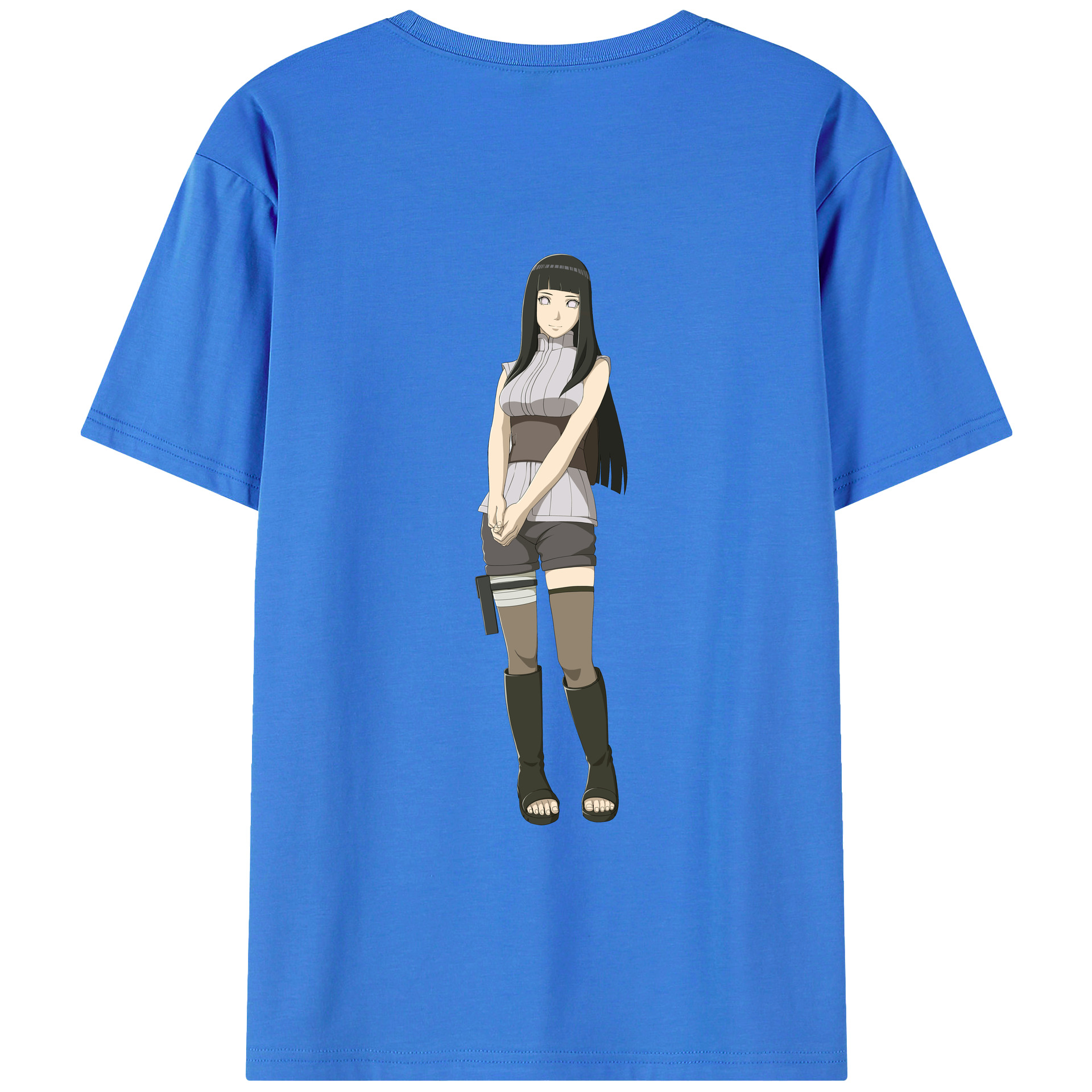 （画像用） NARUTO -ナルト- 日向ヒナタ Hyūga Hinata 綿100％ メンズ半袖Tシャツ（バックプリント） 通気性