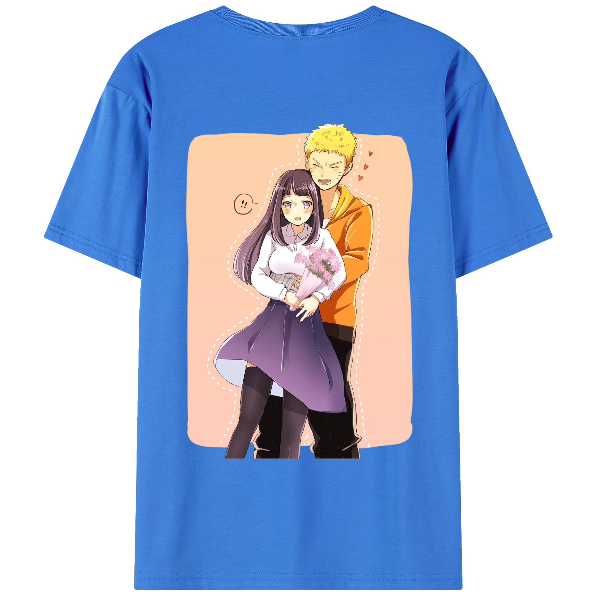 （画像用） NARUTO -ナルト- 日向ヒナタ Hyūga Hinata 綿100％ メンズ半袖Tシャツ（バックプリント） 通気性