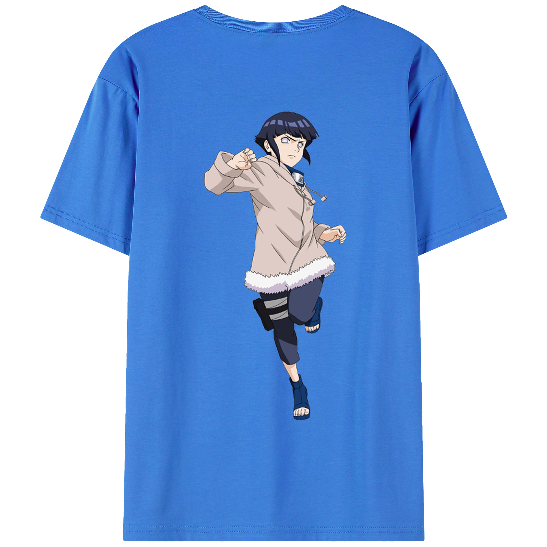 （画像用） NARUTO -ナルト- 日向ヒナタ Hyūga Hinata 綿100％ メンズ半袖Tシャツ（バックプリント） 通気性