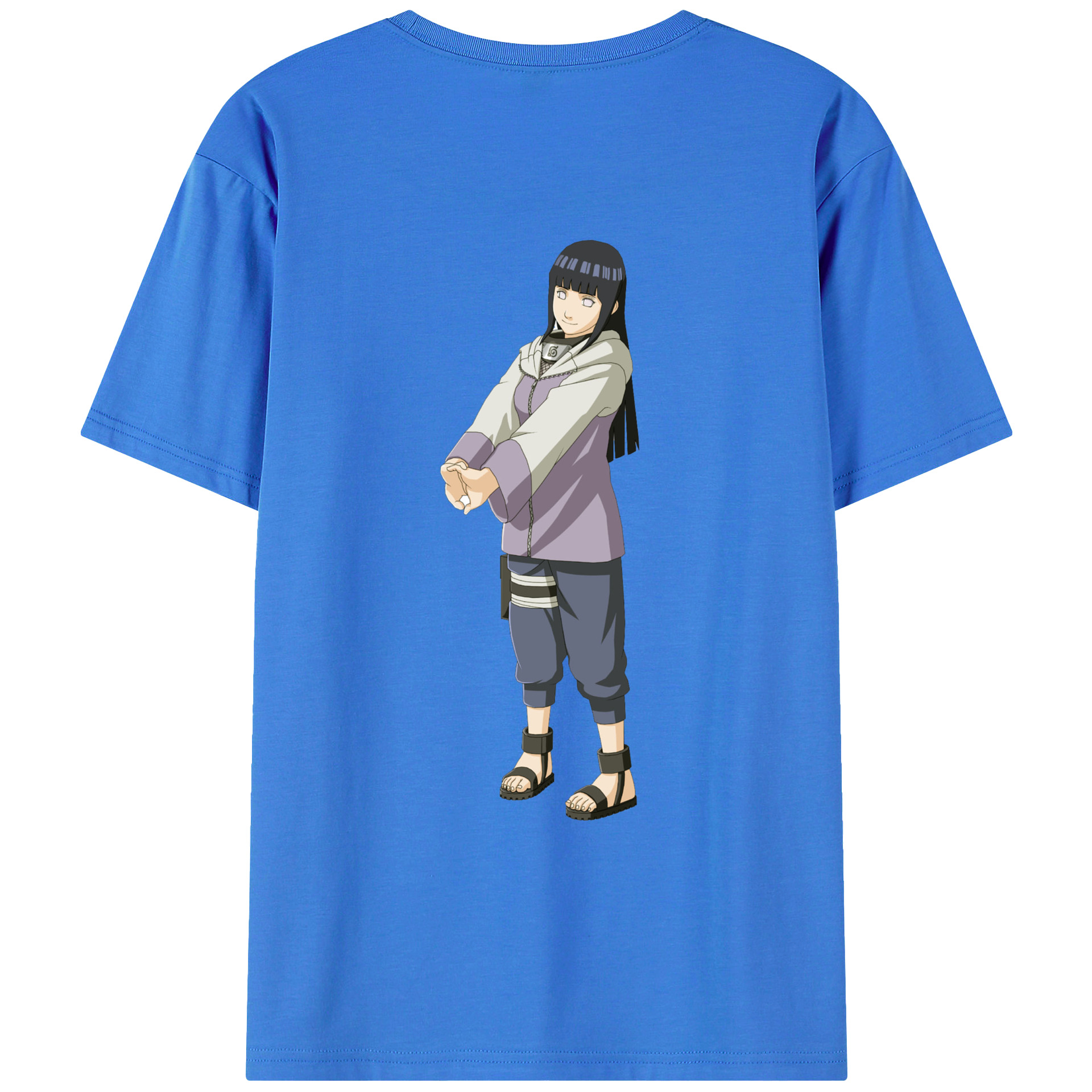 （画像用） NARUTO -ナルト- 日向ヒナタ Hyūga Hinata 綿100％ メンズ半袖Tシャツ（バックプリント） 通気性