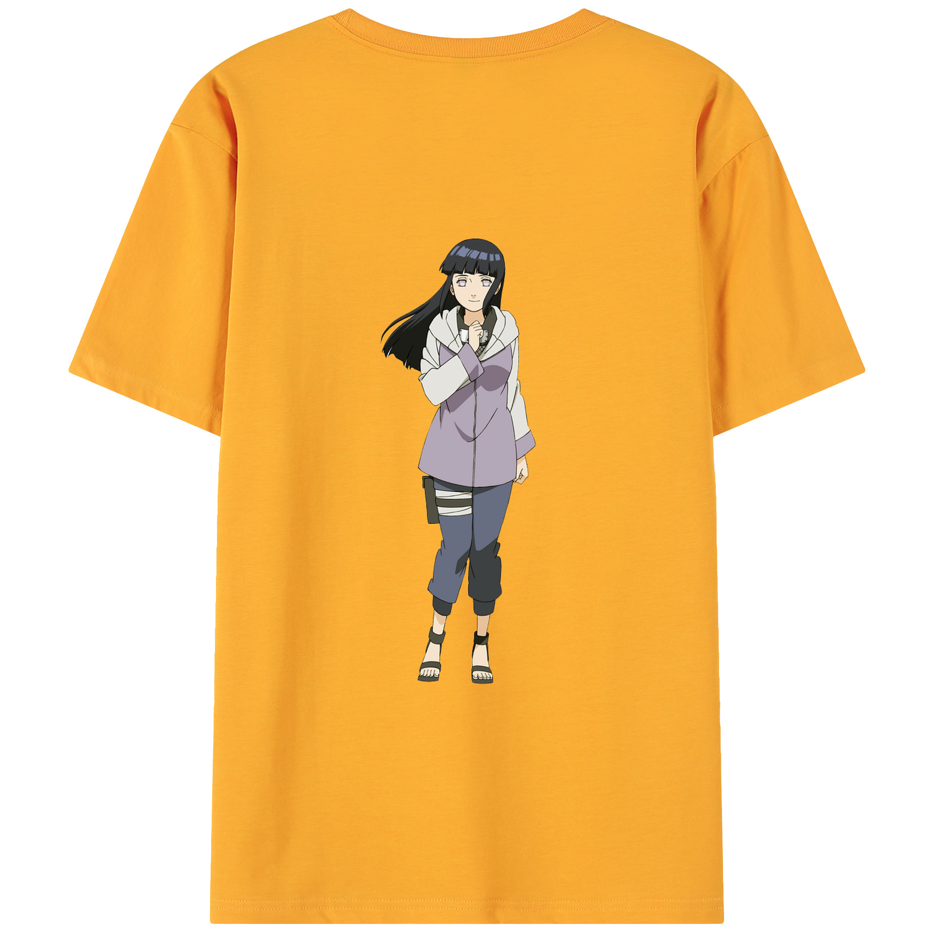 （画像用） NARUTO -ナルト- 日向ヒナタ Hyūga Hinata 綿100％ メンズ半袖Tシャツ（バックプリント） 通気性