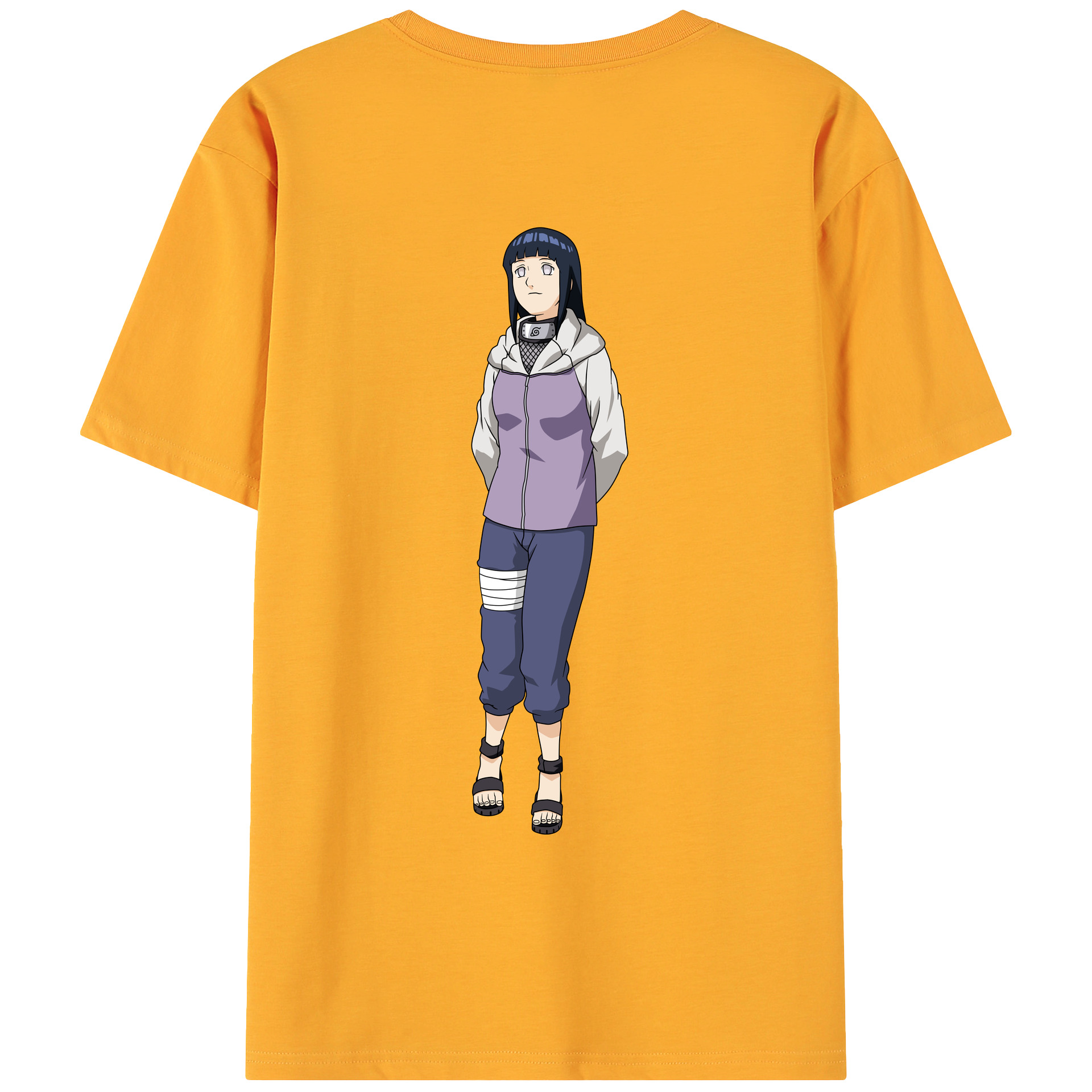 （画像用） NARUTO -ナルト- 日向ヒナタ Hyūga Hinata 綿100％ メンズ半袖Tシャツ（バックプリント） 通気性
