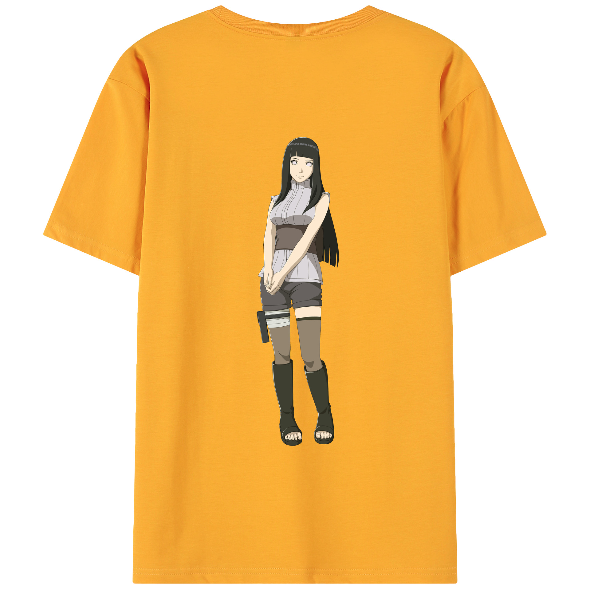 （画像用） NARUTO -ナルト- 日向ヒナタ Hyūga Hinata 綿100％ メンズ半袖Tシャツ（バックプリント） 通気性
