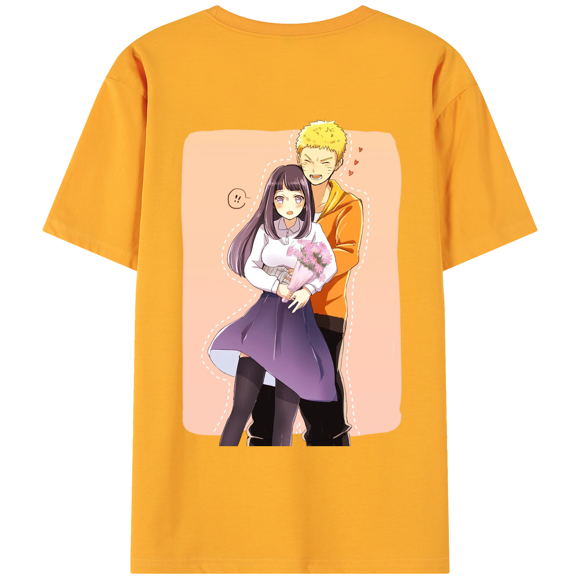 （画像用） NARUTO -ナルト- 日向ヒナタ Hyūga Hinata 綿100％ メンズ半袖Tシャツ（バックプリント） 通気性