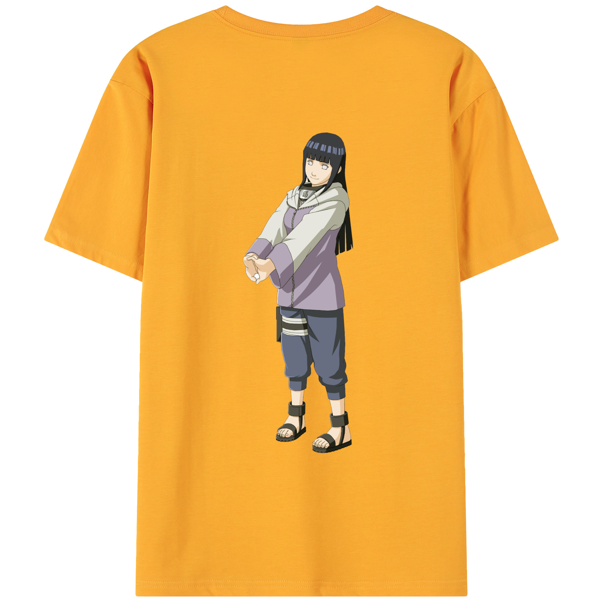 （画像用） NARUTO -ナルト- 日向ヒナタ Hyūga Hinata 綿100％ メンズ半袖Tシャツ（バックプリント） 通気性