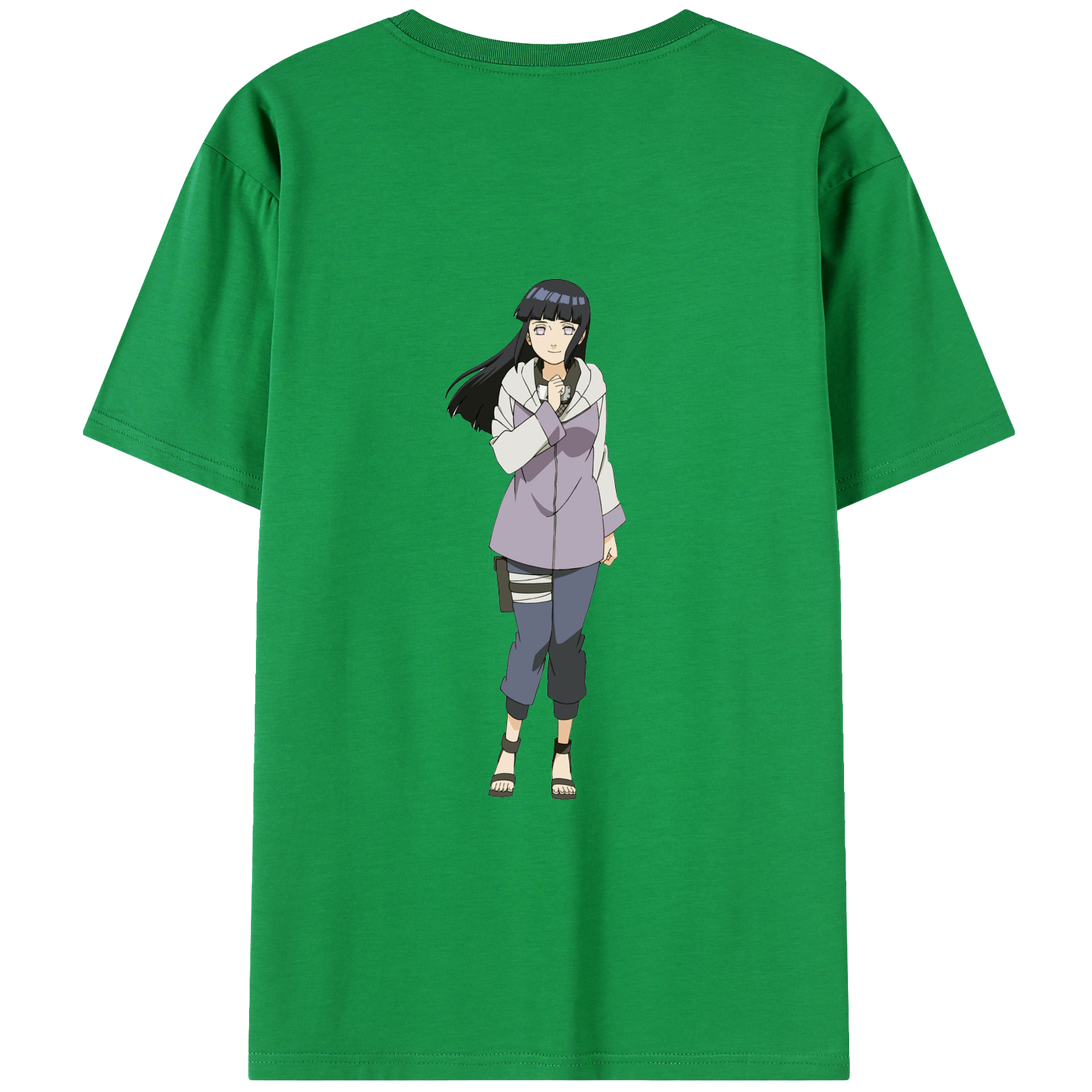 （画像用） NARUTO -ナルト- 日向ヒナタ Hyūga Hinata 綿100％ メンズ半袖Tシャツ（バックプリント） 通気性