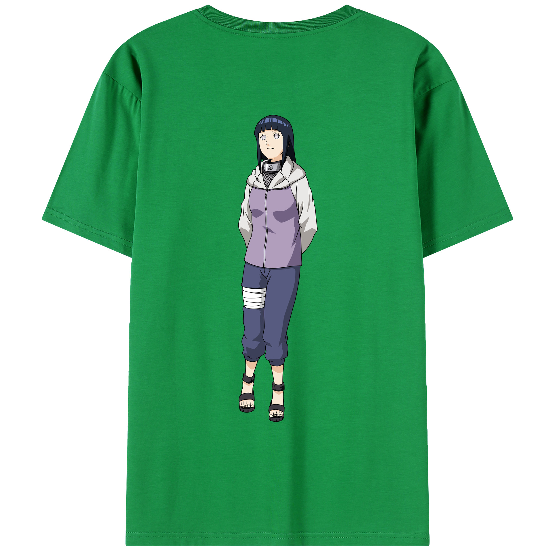 （画像用） NARUTO -ナルト- 日向ヒナタ Hyūga Hinata 綿100％ メンズ半袖Tシャツ（バックプリント） 通気性
