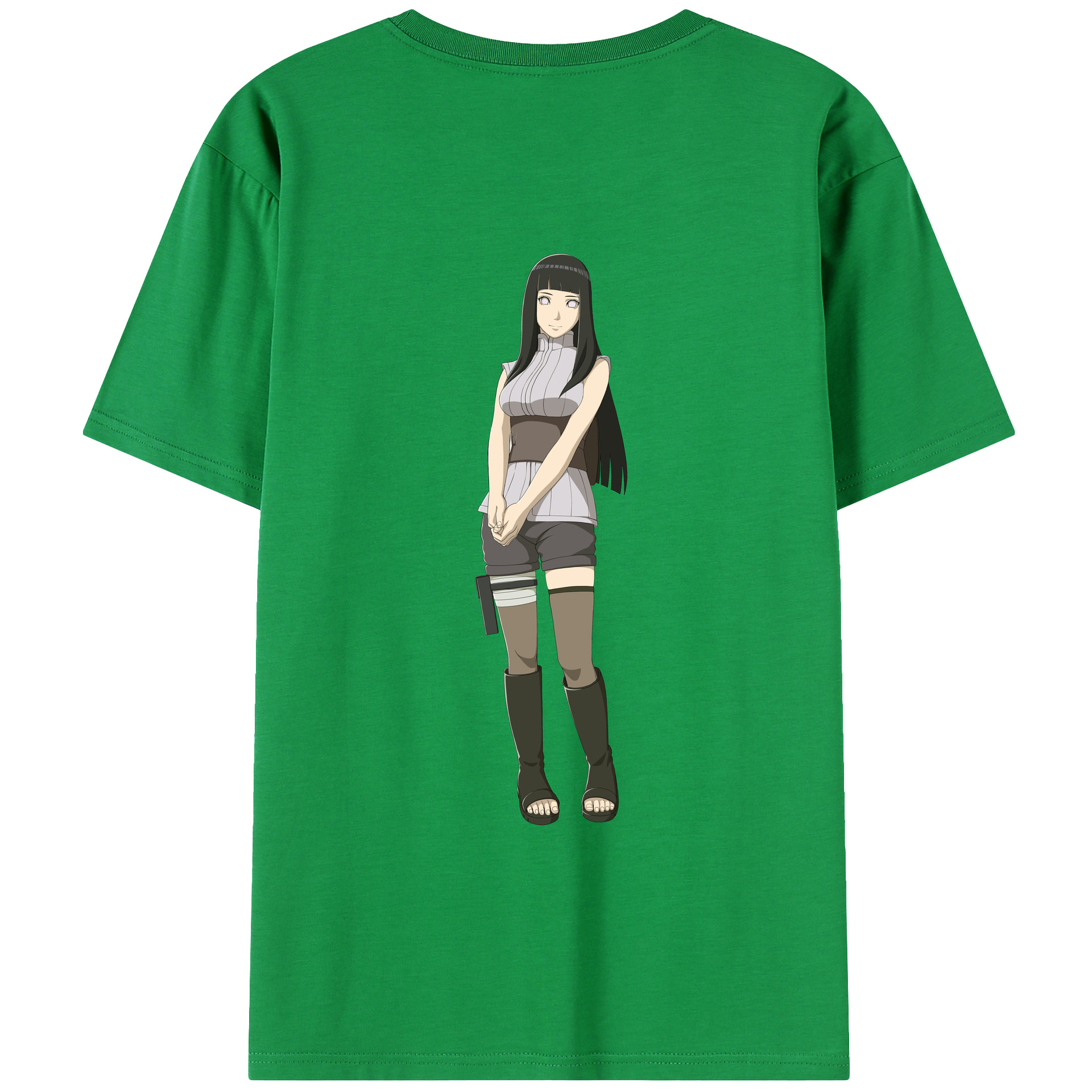 （画像用） NARUTO -ナルト- 日向ヒナタ Hyūga Hinata 綿100％ メンズ半袖Tシャツ（バックプリント） 通気性