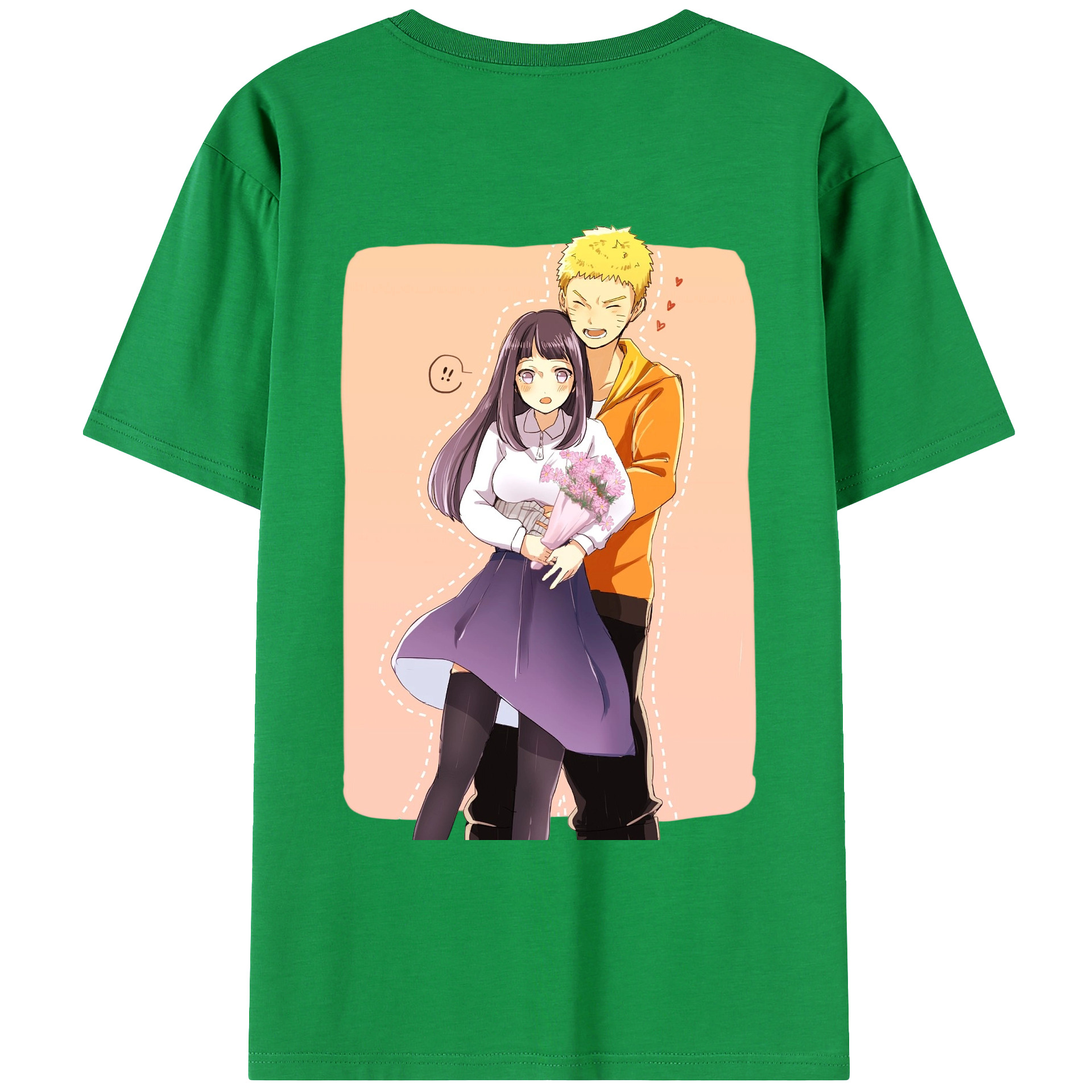 （画像用） NARUTO -ナルト- 日向ヒナタ Hyūga Hinata 綿100％ メンズ半袖Tシャツ（バックプリント） 通気性