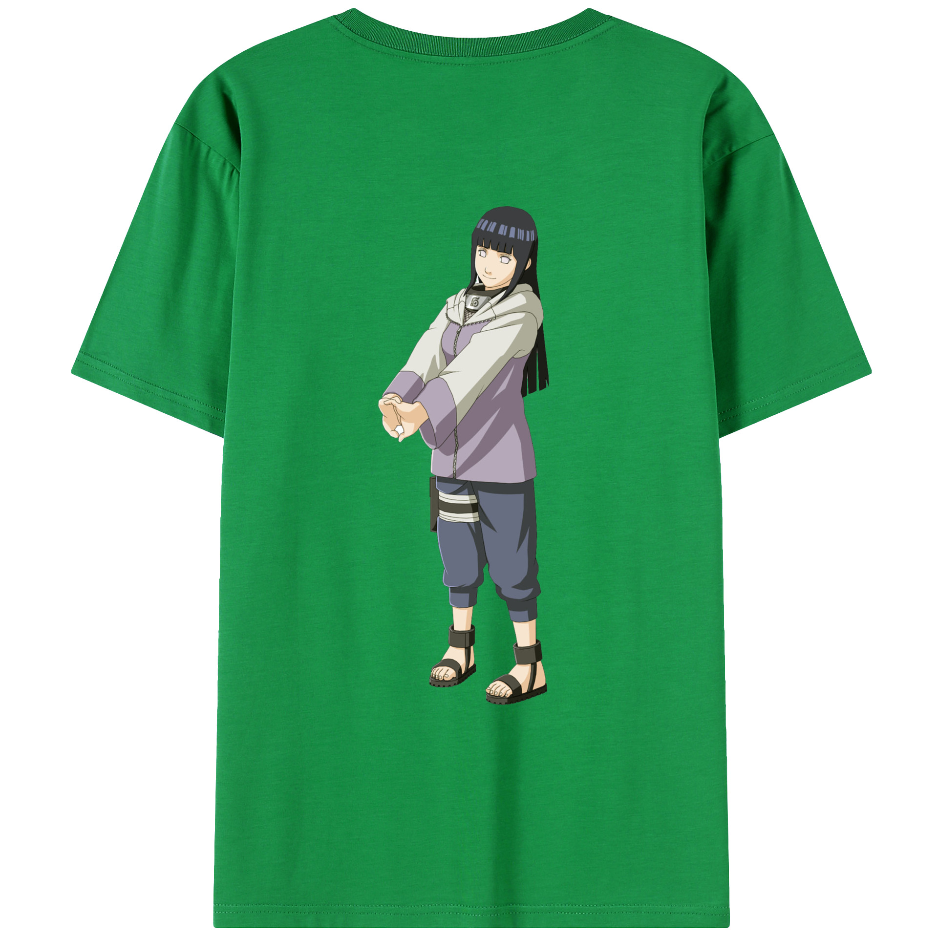（画像用） NARUTO -ナルト- 日向ヒナタ Hyūga Hinata 綿100％ メンズ半袖Tシャツ（バックプリント） 通気性