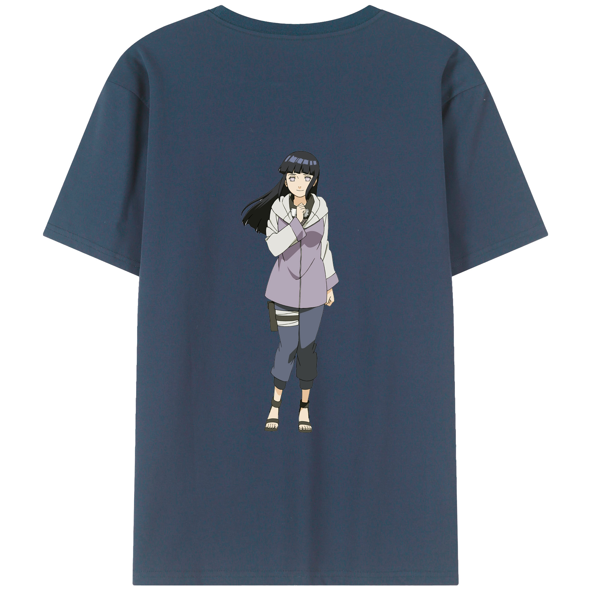 （画像用） NARUTO -ナルト- 日向ヒナタ Hyūga Hinata 綿100％ メンズ半袖Tシャツ（バックプリント） 通気性