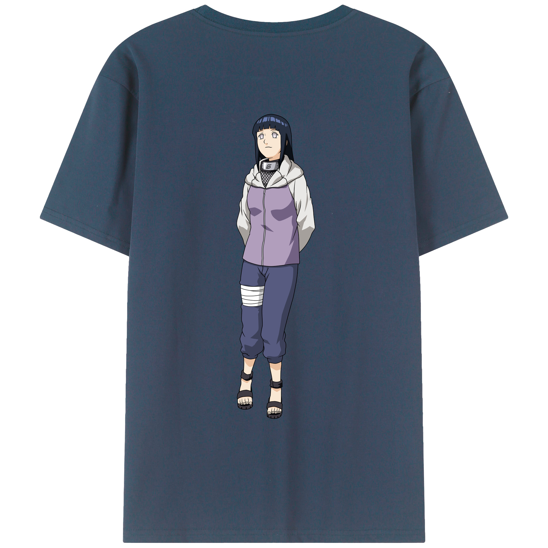 （画像用） NARUTO -ナルト- 日向ヒナタ Hyūga Hinata 綿100％ メンズ半袖Tシャツ（バックプリント） 通気性