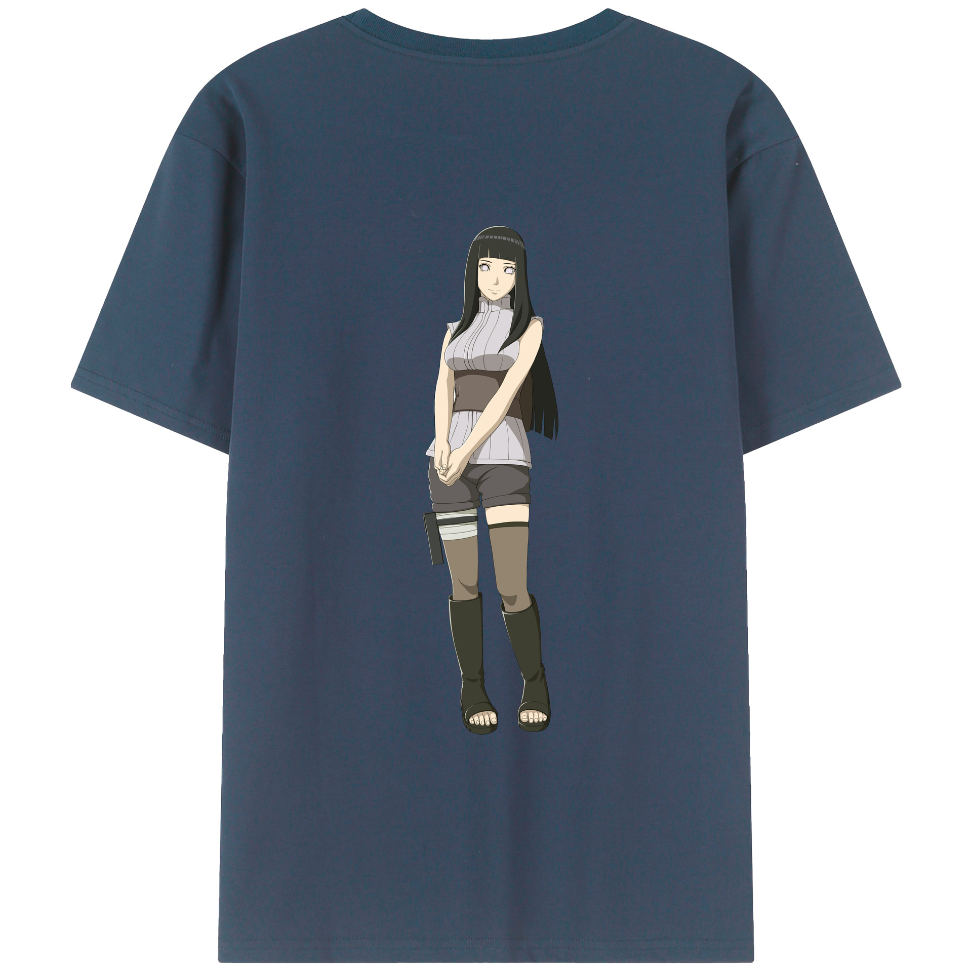 （画像用） NARUTO -ナルト- 日向ヒナタ Hyūga Hinata 綿100％ メンズ半袖Tシャツ（バックプリント） 通気性