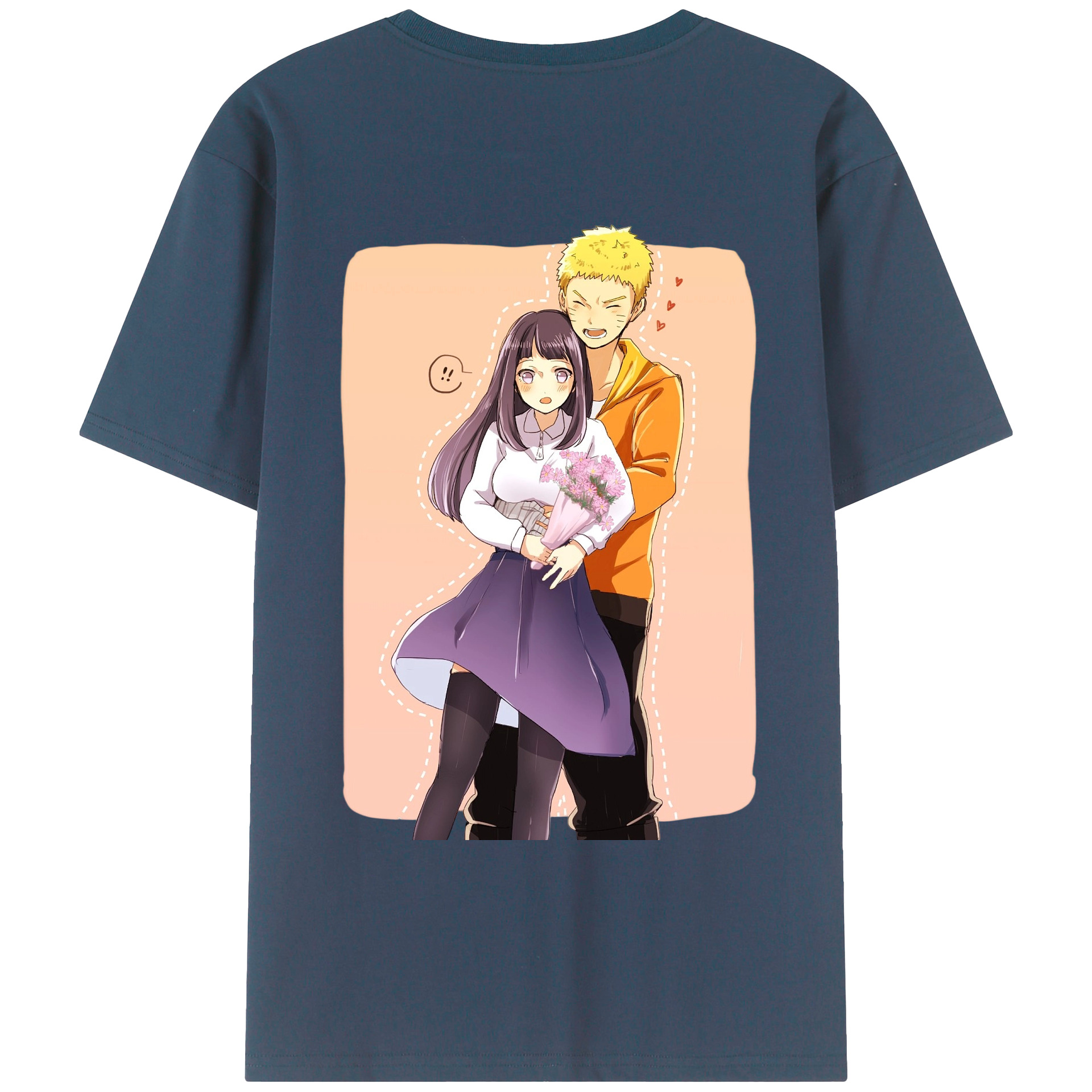 （画像用） NARUTO -ナルト- 日向ヒナタ Hyūga Hinata 綿100％ メンズ半袖Tシャツ（バックプリント） 通気性