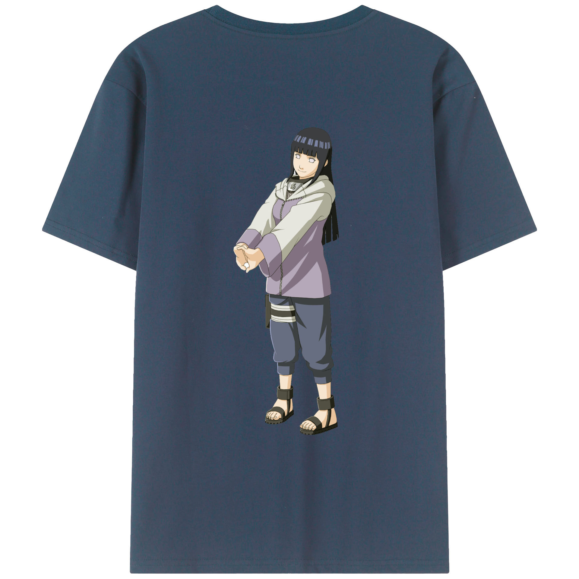 （画像用） NARUTO -ナルト- 日向ヒナタ Hyūga Hinata 綿100％ メンズ半袖Tシャツ（バックプリント） 通気性