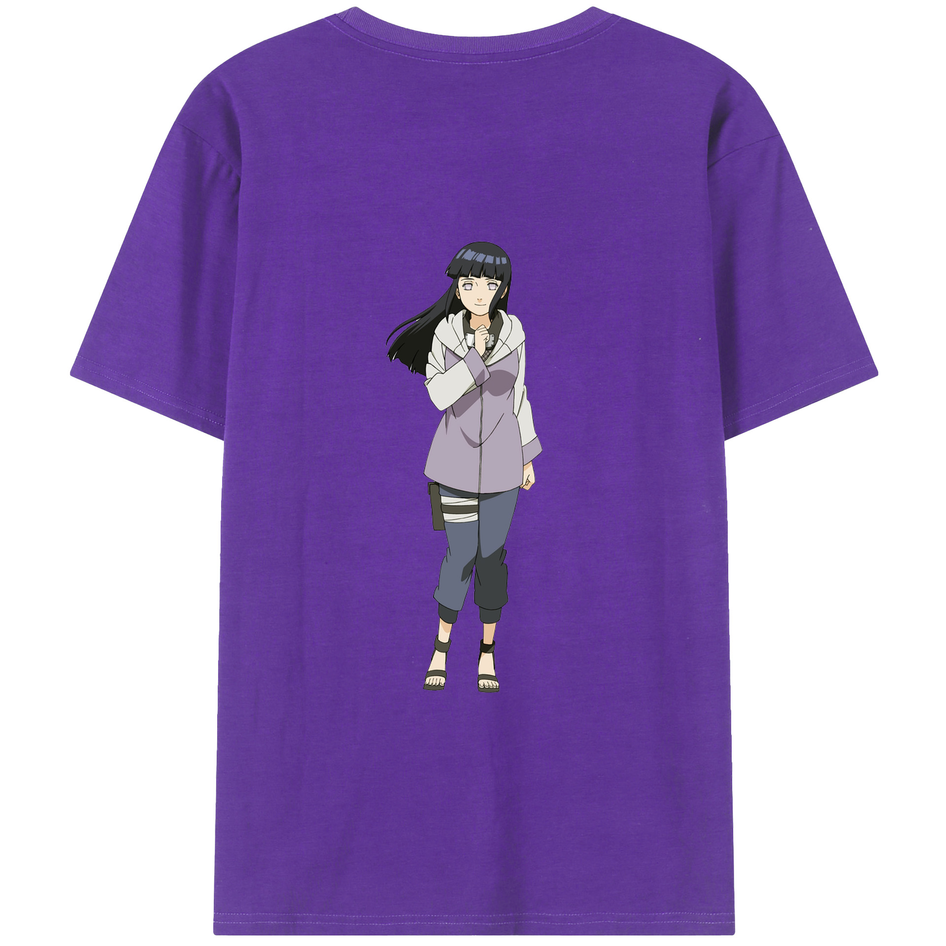 （画像用） NARUTO -ナルト- 日向ヒナタ Hyūga Hinata 綿100％ メンズ半袖Tシャツ（バックプリント） 通気性
