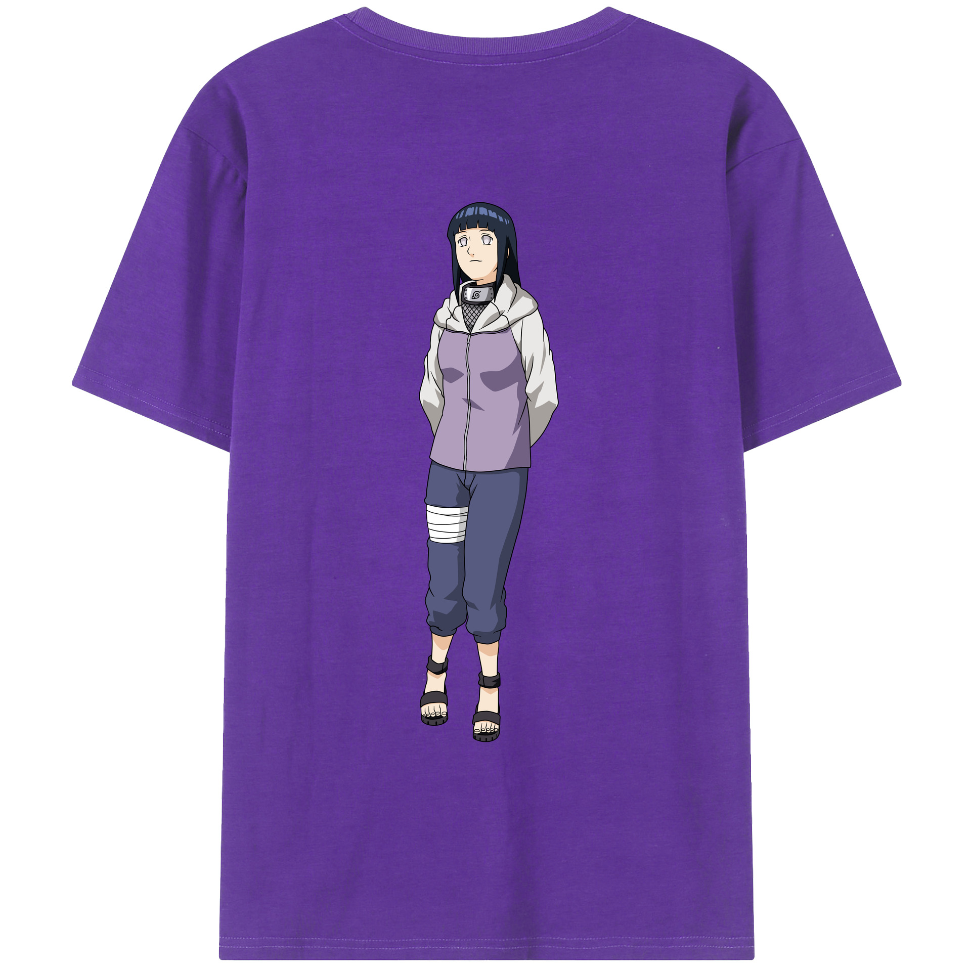 （画像用） NARUTO -ナルト- 日向ヒナタ Hyūga Hinata 綿100％ メンズ半袖Tシャツ（バックプリント） 通気性