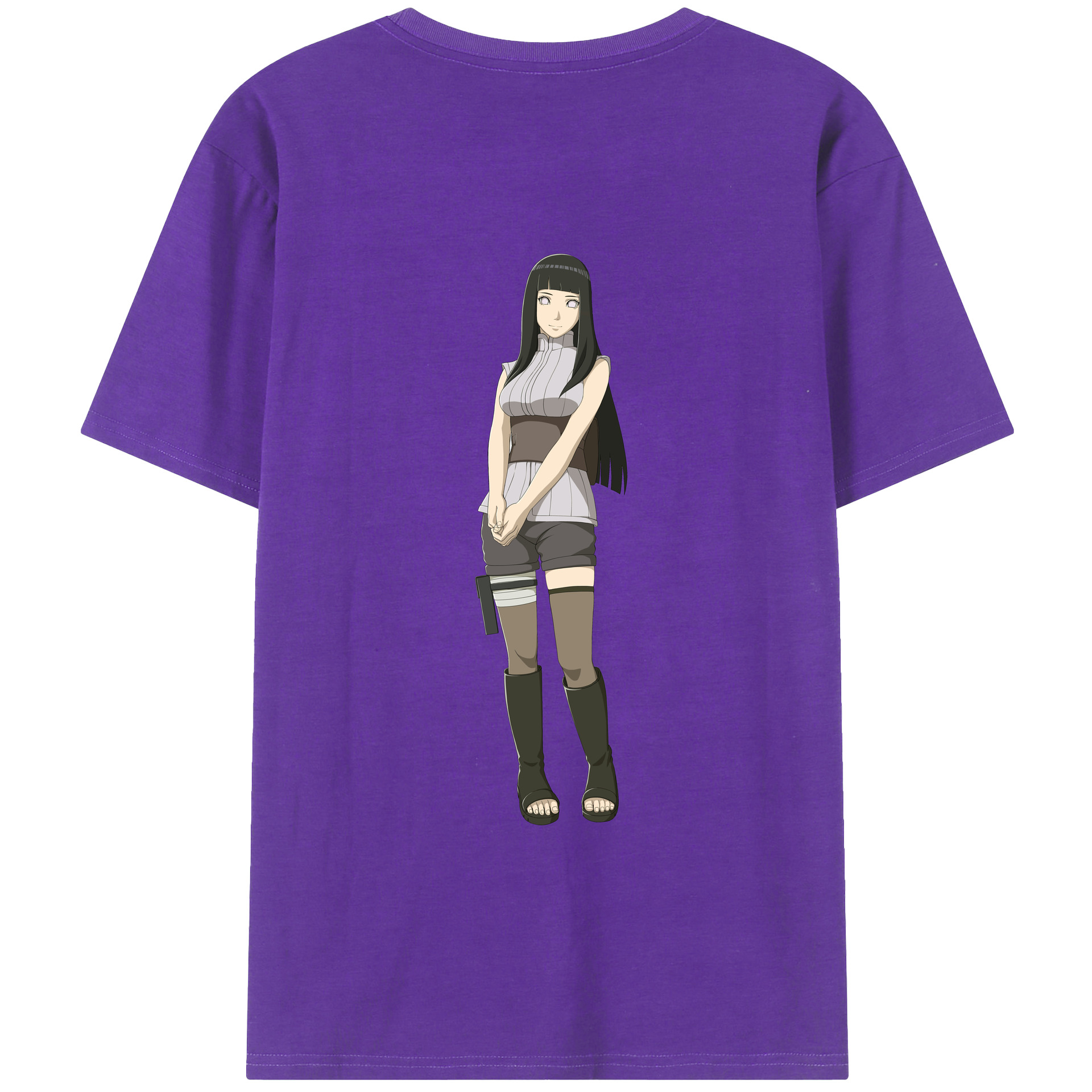 （画像用） NARUTO -ナルト- 日向ヒナタ Hyūga Hinata 綿100％ メンズ半袖Tシャツ（バックプリント） 通気性