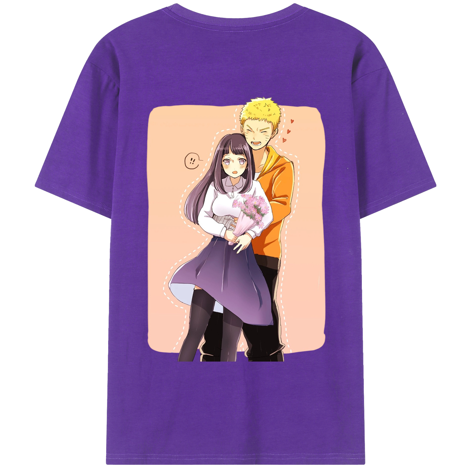 （画像用） NARUTO -ナルト- 日向ヒナタ Hyūga Hinata 綿100％ メンズ半袖Tシャツ（バックプリント） 通気性