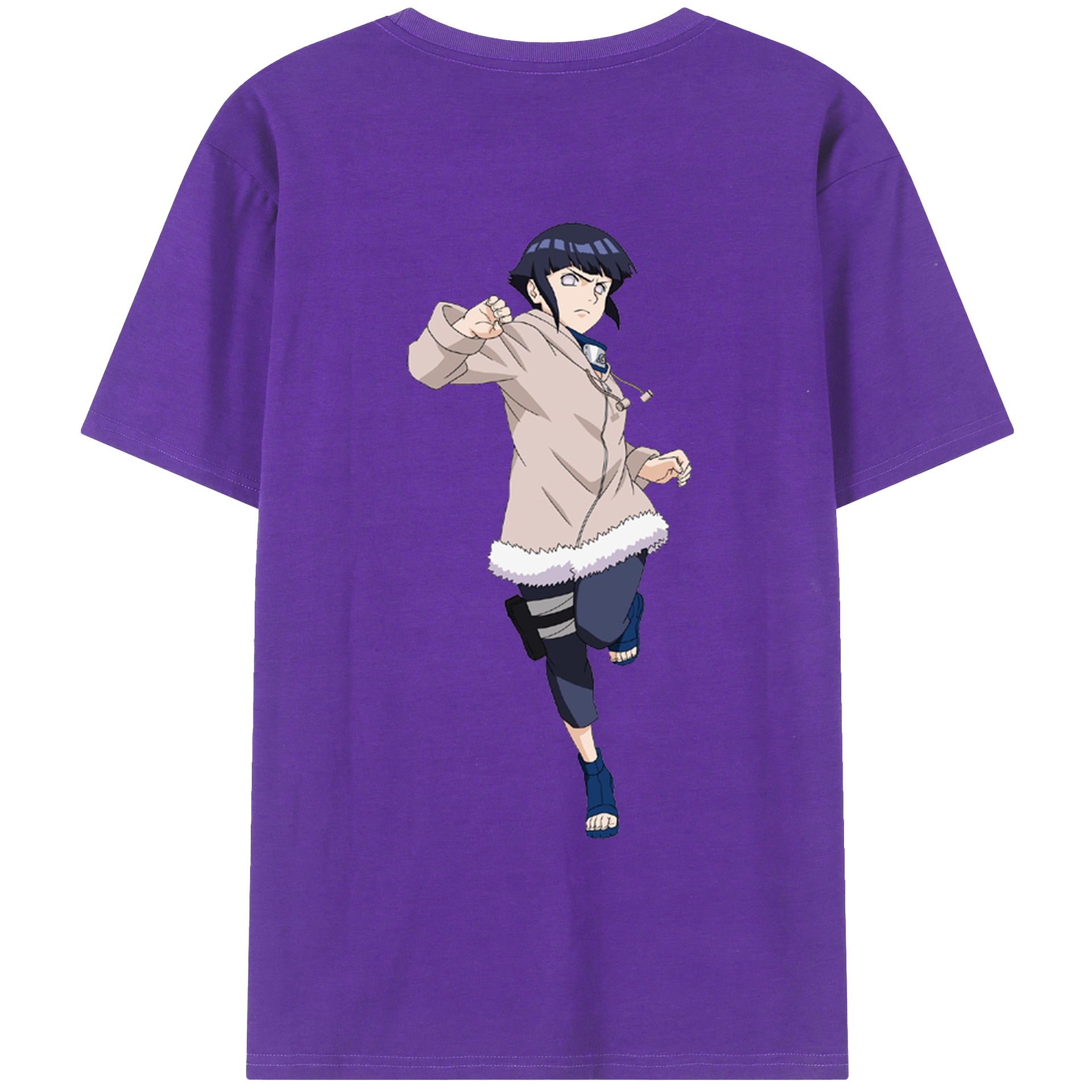 （画像用） NARUTO -ナルト- 日向ヒナタ Hyūga Hinata 綿100％ メンズ半袖Tシャツ（バックプリント） 通気性
