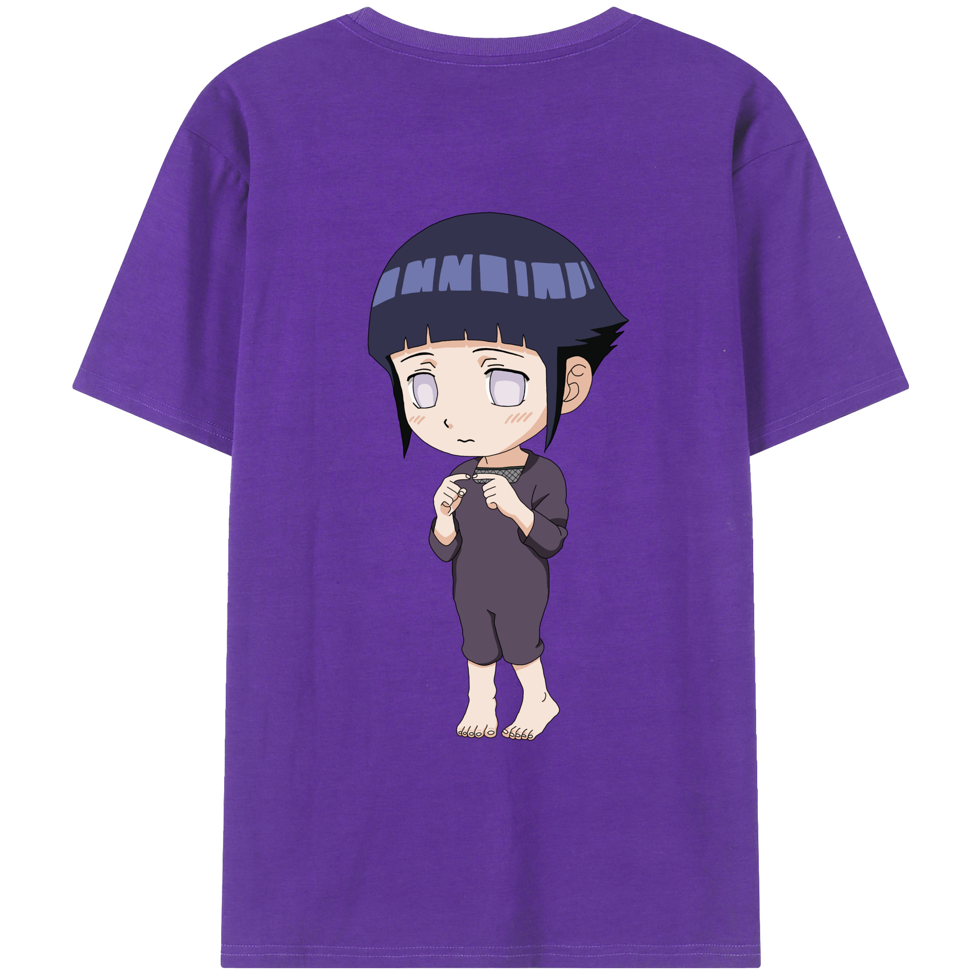 （画像用） NARUTO -ナルト- 日向ヒナタ Hyūga Hinata 綿100％ メンズ半袖Tシャツ（バックプリント） 通気性