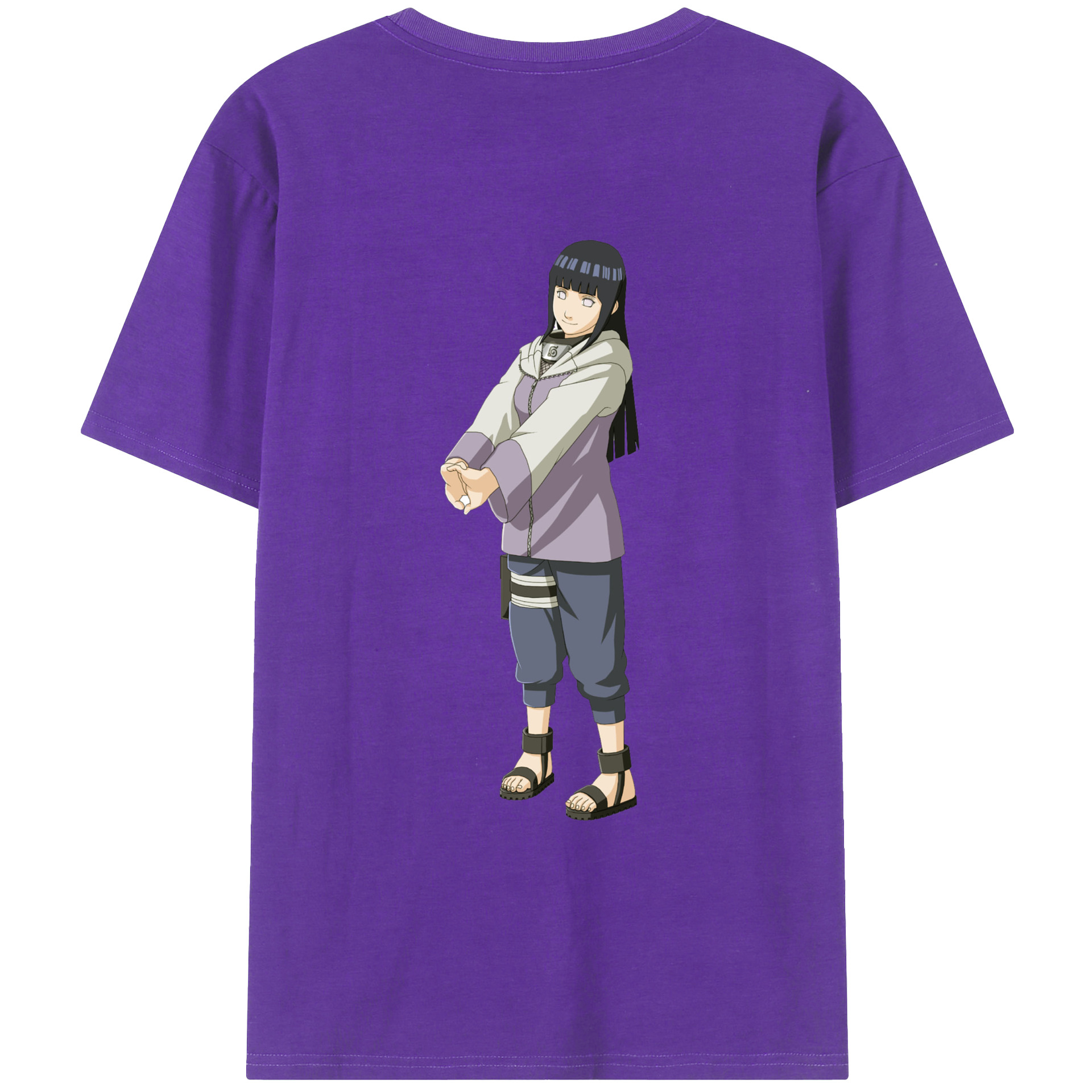 （画像用） NARUTO -ナルト- 日向ヒナタ Hyūga Hinata 綿100％ メンズ半袖Tシャツ（バックプリント） 通気性