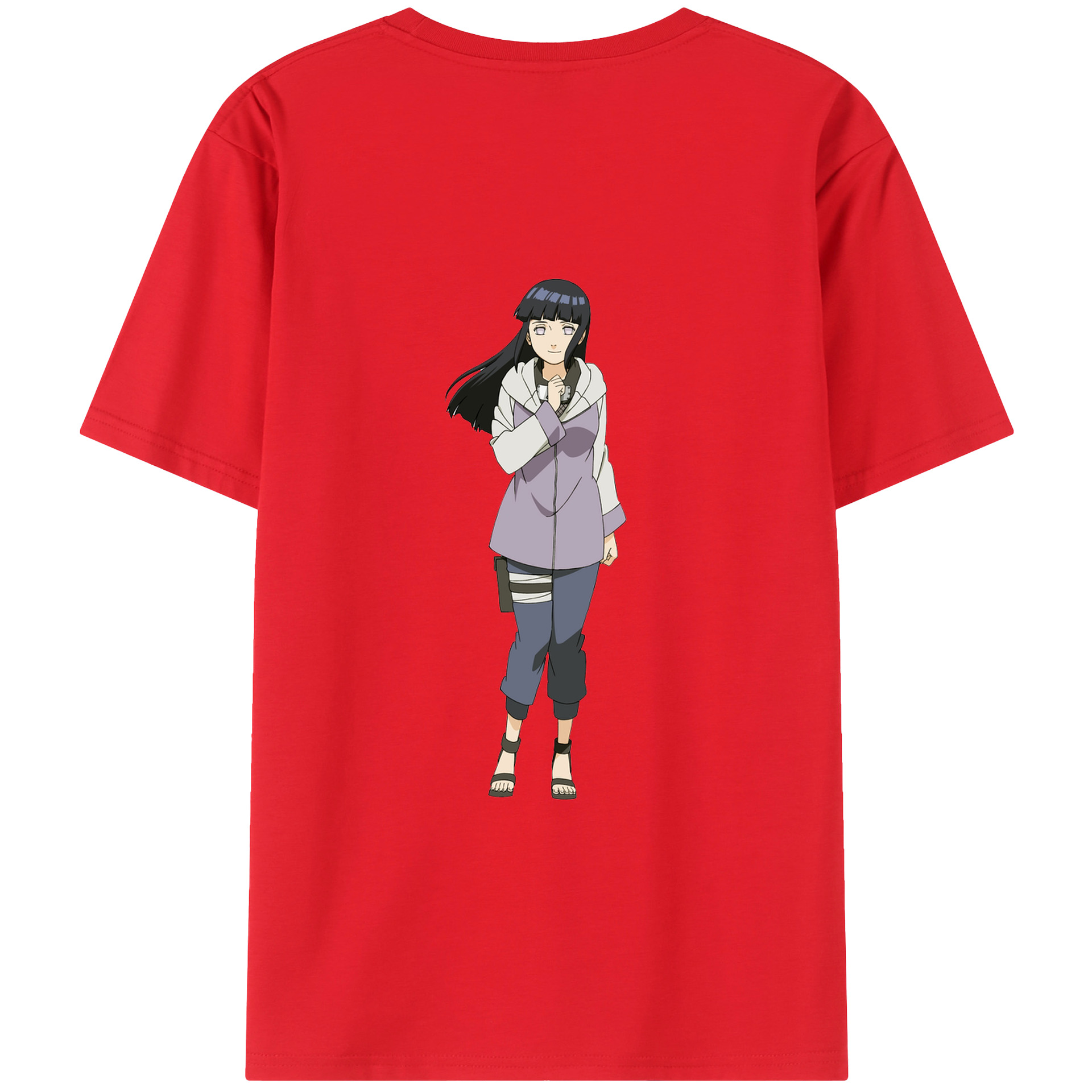 （画像用） NARUTO -ナルト- 日向ヒナタ Hyūga Hinata 綿100％ メンズ半袖Tシャツ（バックプリント） 通気性