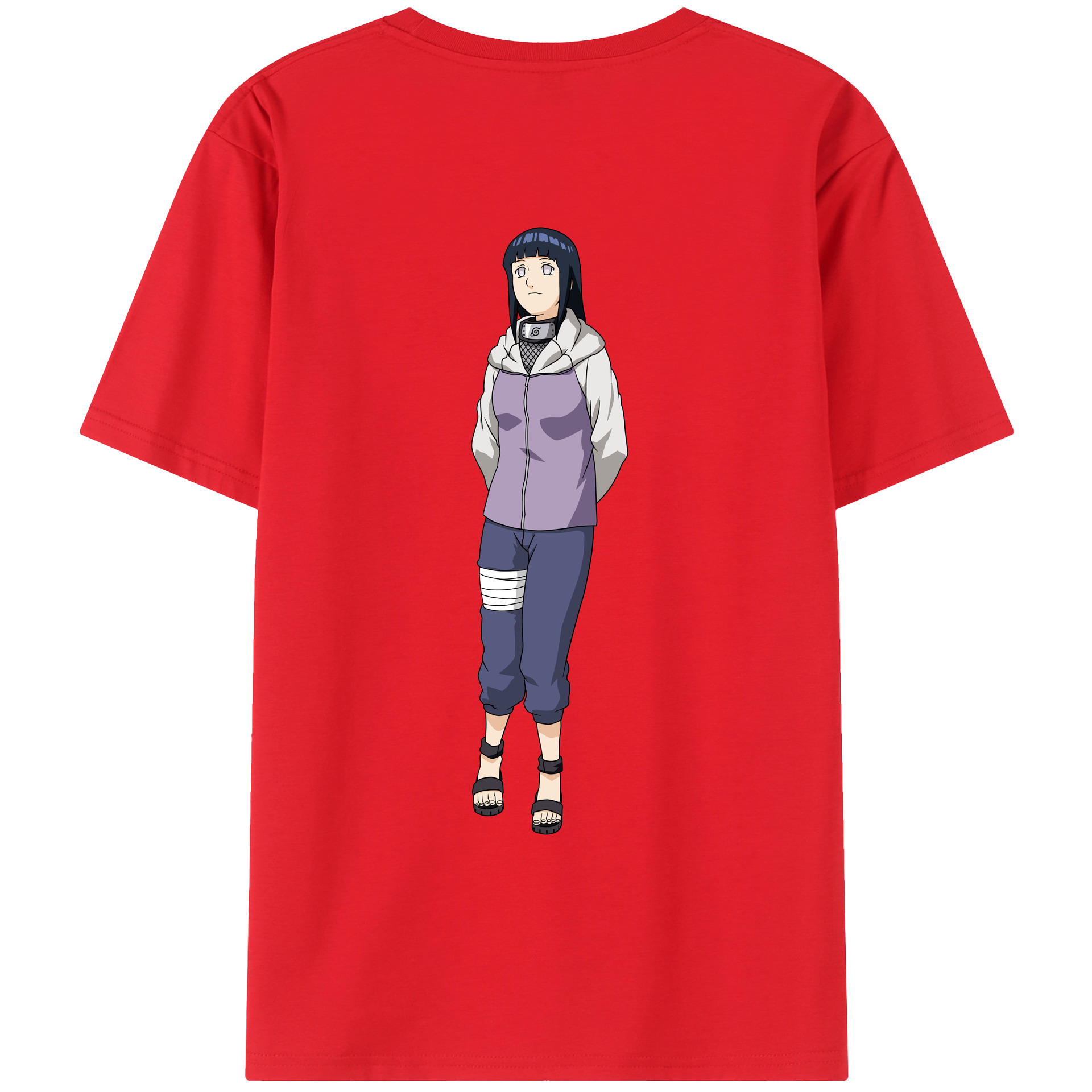 （画像用） NARUTO -ナルト- 日向ヒナタ Hyūga Hinata 綿100％ メンズ半袖Tシャツ（バックプリント） 通気性