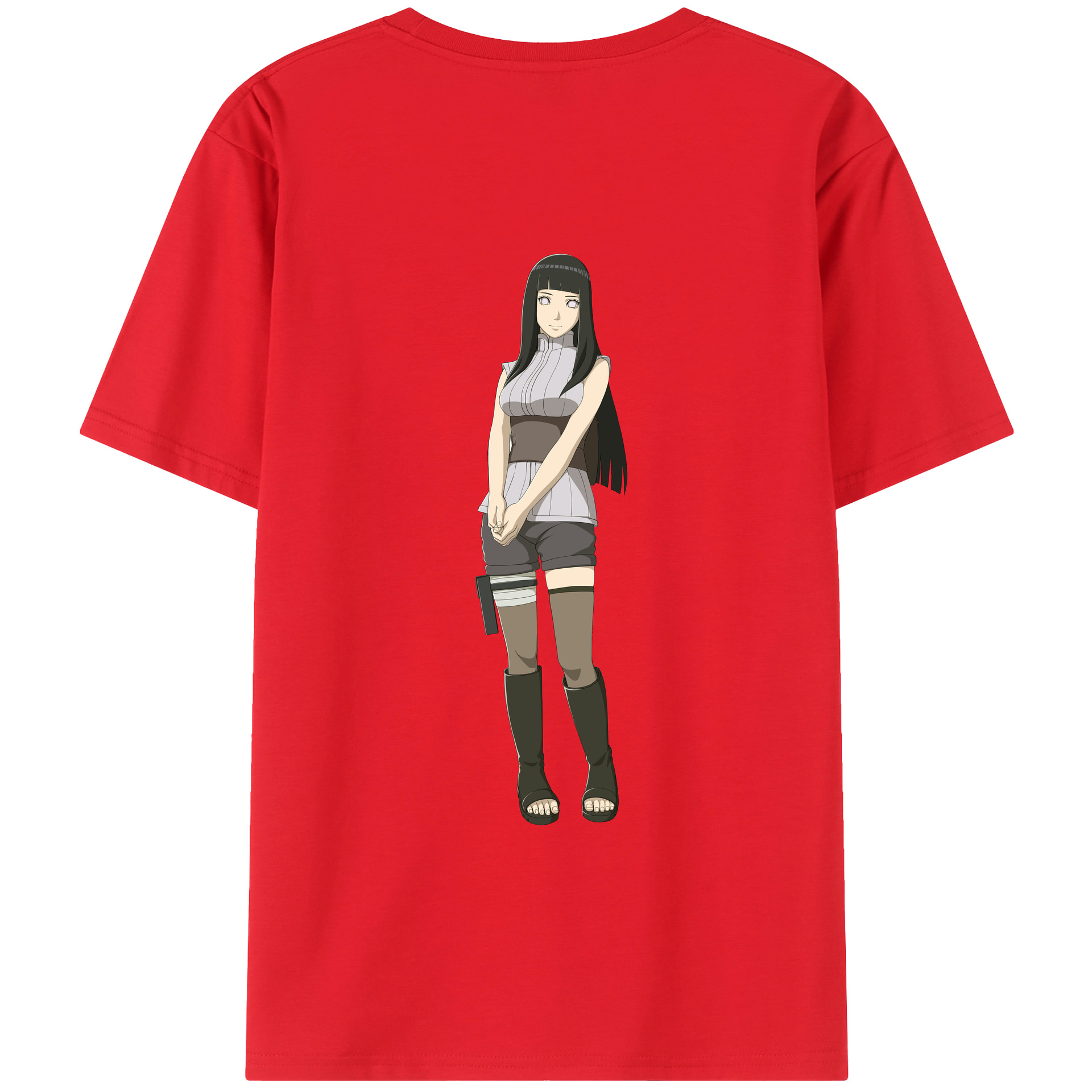 （画像用） NARUTO -ナルト- 日向ヒナタ Hyūga Hinata 綿100％ メンズ半袖Tシャツ（バックプリント） 通気性
