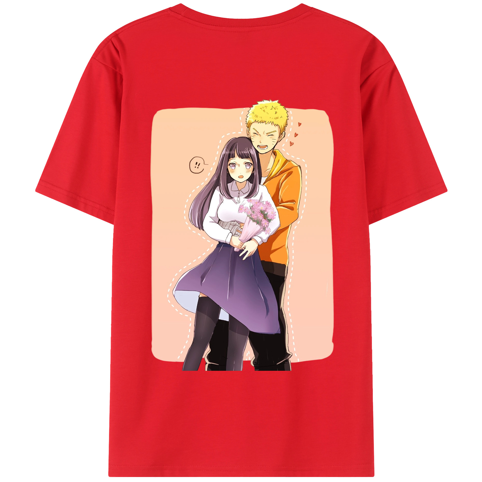 （画像用） NARUTO -ナルト- 日向ヒナタ Hyūga Hinata 綿100％ メンズ半袖Tシャツ（バックプリント） 通気性