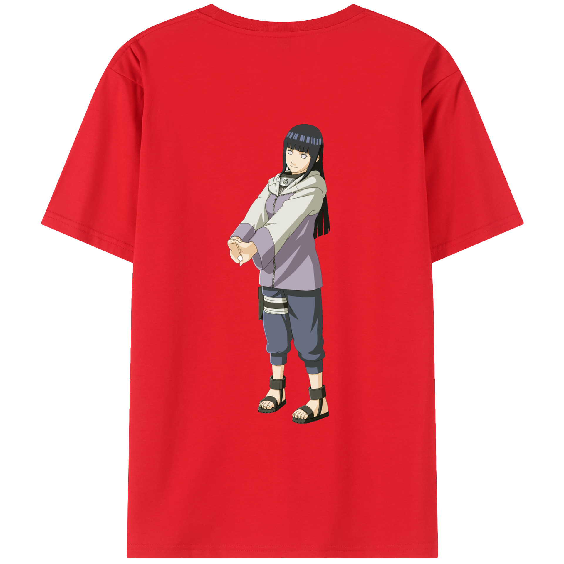 （画像用） NARUTO -ナルト- 日向ヒナタ Hyūga Hinata 綿100％ メンズ半袖Tシャツ（バックプリント） 通気性