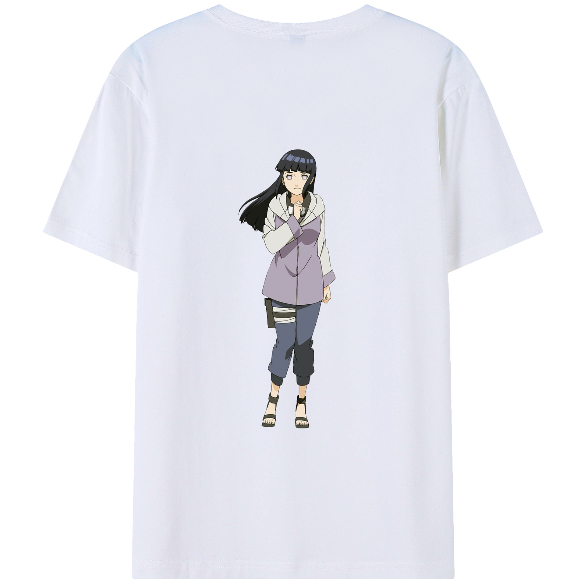 （画像用） NARUTO -ナルト- 日向ヒナタ Hyūga Hinata 綿100％ メンズ半袖Tシャツ（バックプリント） 通気性