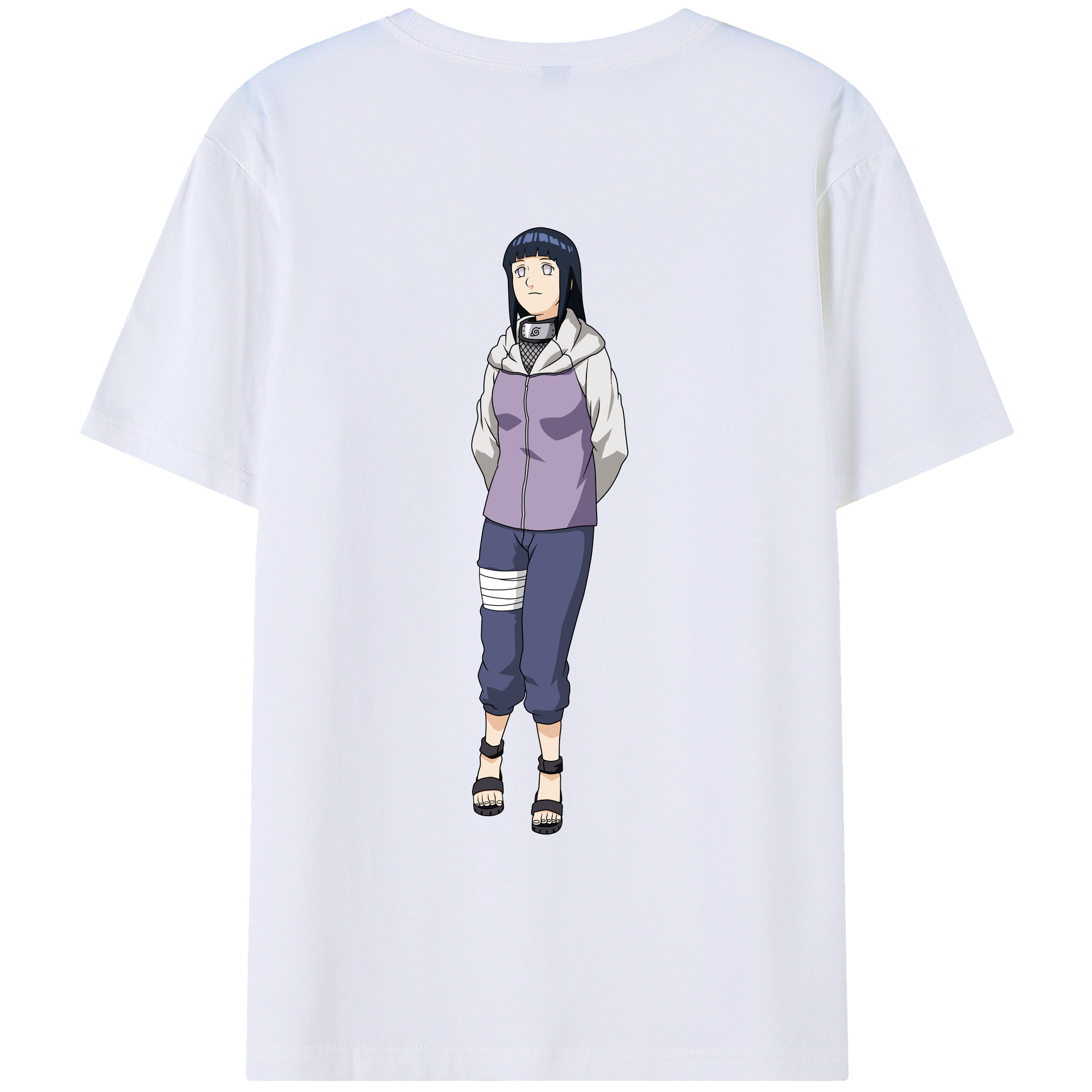 （画像用） NARUTO -ナルト- 日向ヒナタ Hyūga Hinata 綿100％ メンズ半袖Tシャツ（バックプリント） 通気性