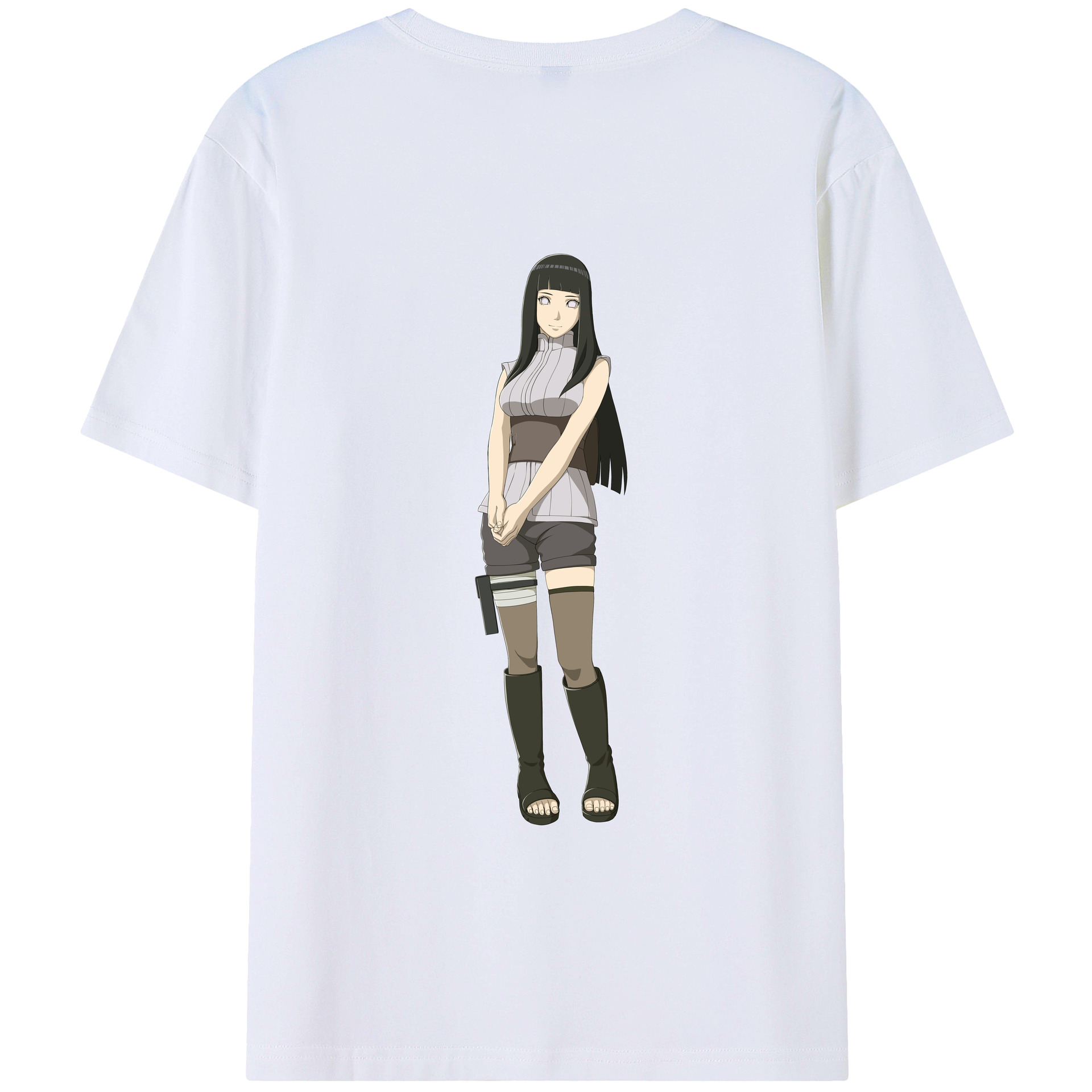 （画像用） NARUTO -ナルト- 日向ヒナタ Hyūga Hinata 綿100％ メンズ半袖Tシャツ（バックプリント） 通気性