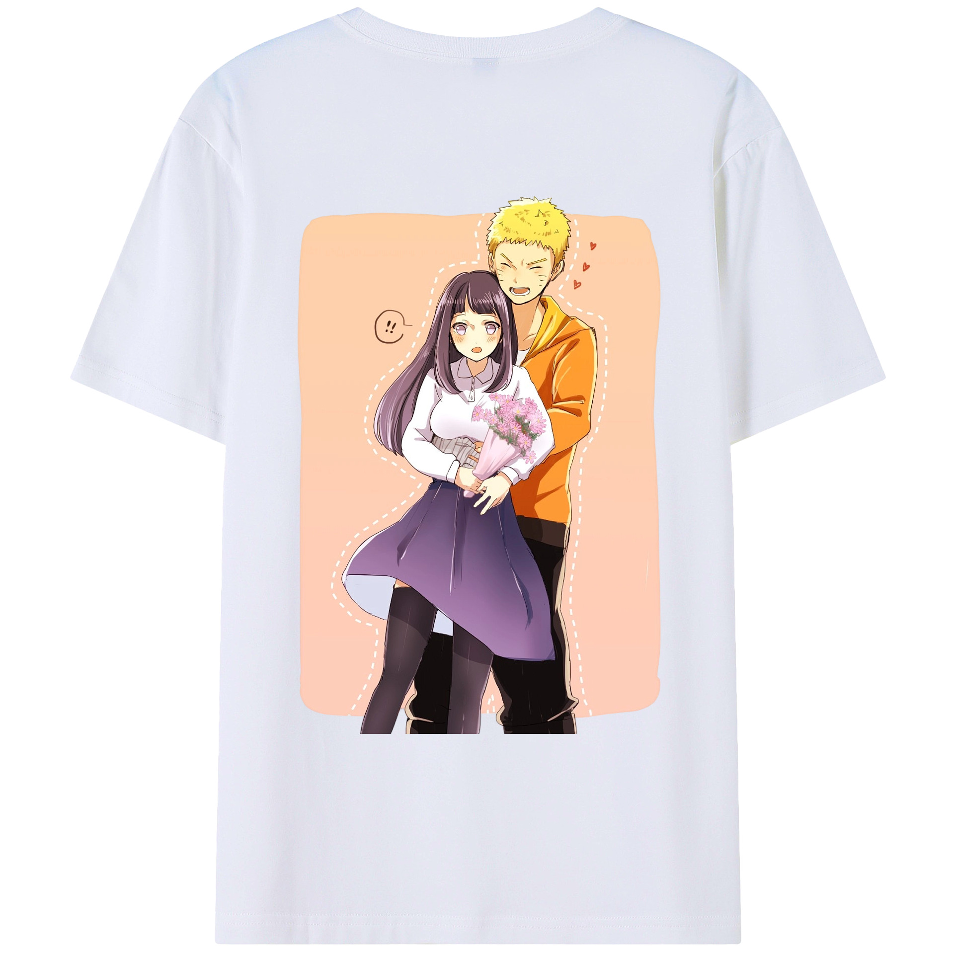 （画像用） NARUTO -ナルト- 日向ヒナタ Hyūga Hinata 綿100％ メンズ半袖Tシャツ（バックプリント） 通気性