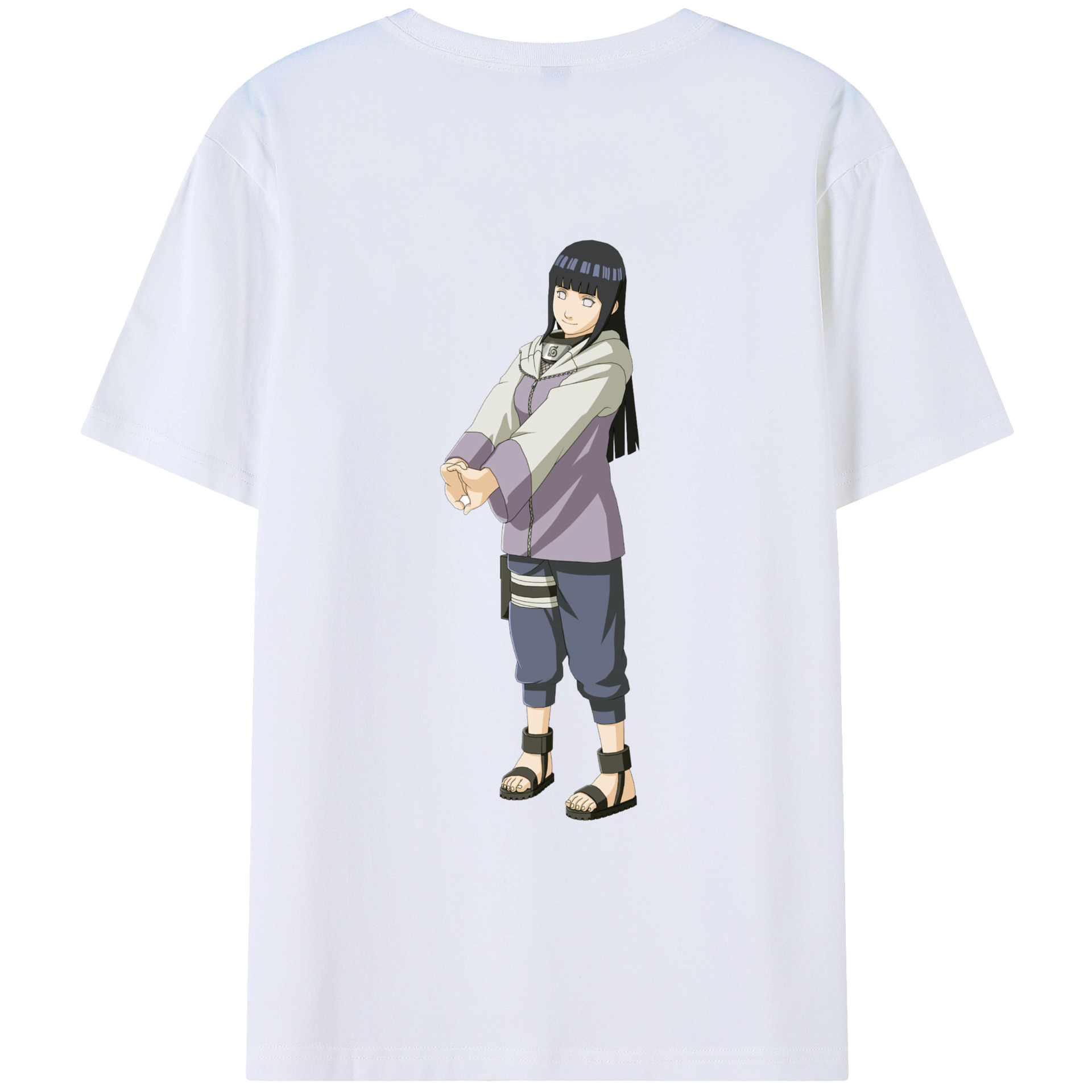 （画像用） NARUTO -ナルト- 日向ヒナタ Hyūga Hinata 綿100％ メンズ半袖Tシャツ（バックプリント） 通気性