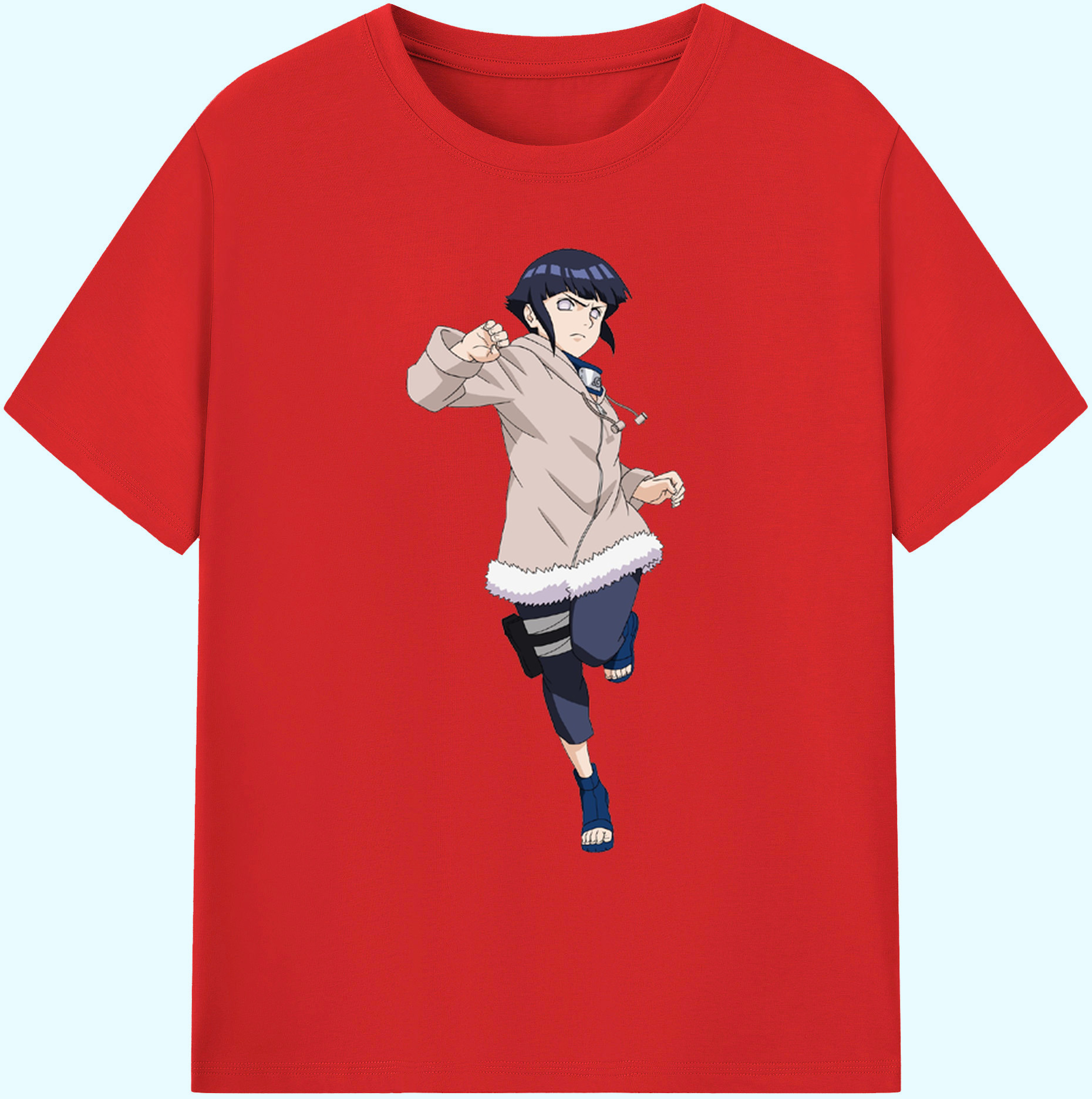 （画像用） NARUTO -ナルト- 日向ヒナタ Hyūga Hinata 綿100％ メンズ半袖Tシャツ｜肌触りやわらか＆通気性