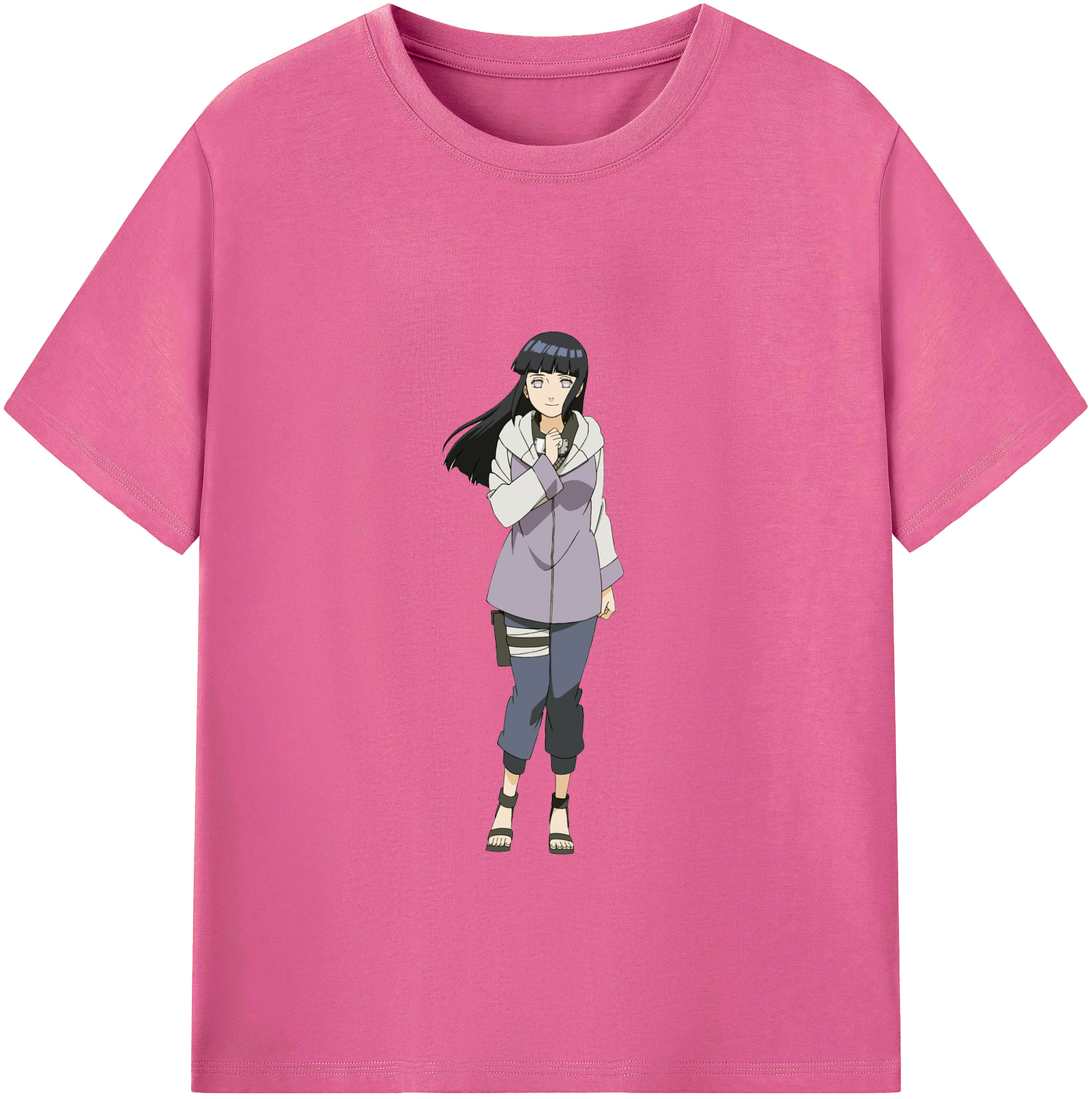 （画像用） NARUTO -ナルト- 日向ヒナタ Hyūga Hinata レディースカジュアルプリントTシャツ（綿100％）