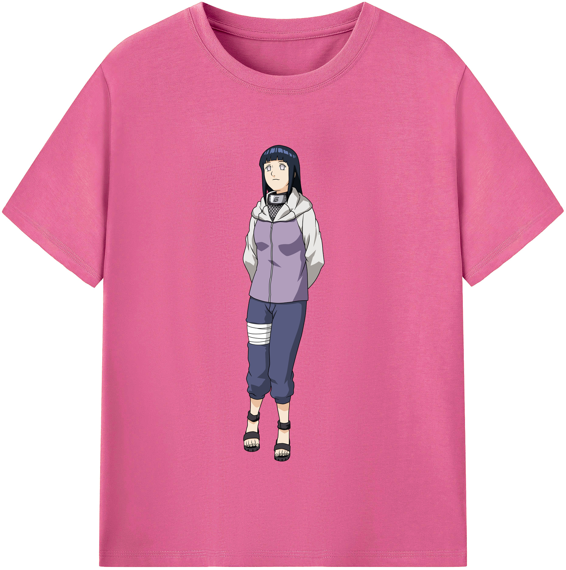 （画像用） NARUTO -ナルト- 日向ヒナタ Hyūga Hinata レディースカジュアルプリントTシャツ（綿100％）