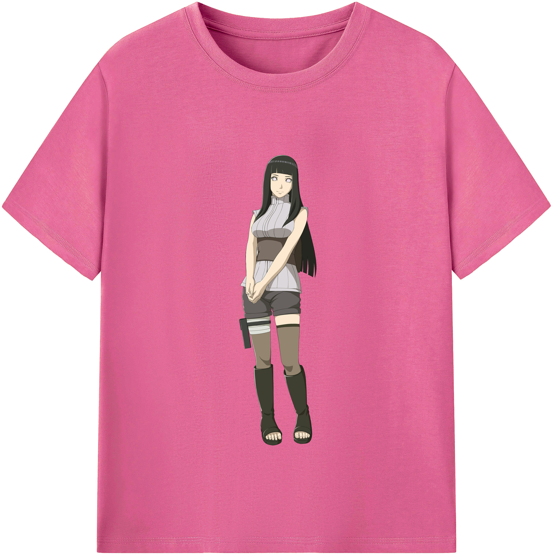 （画像用） NARUTO -ナルト- 日向ヒナタ Hyūga Hinata レディースカジュアルプリントTシャツ（綿100％）