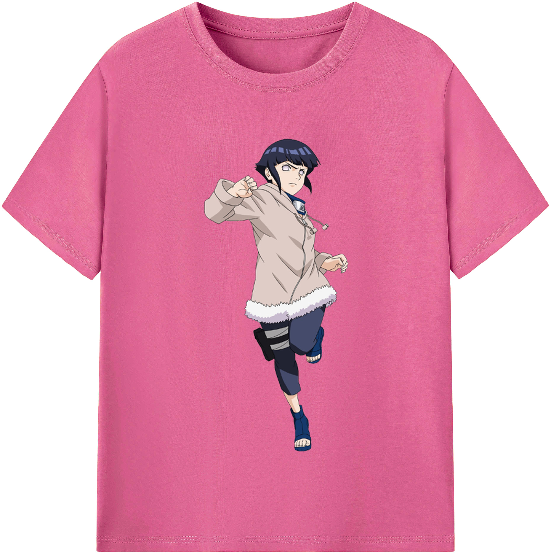 （画像用） NARUTO -ナルト- 日向ヒナタ Hyūga Hinata レディースカジュアルプリントTシャツ（綿100％）