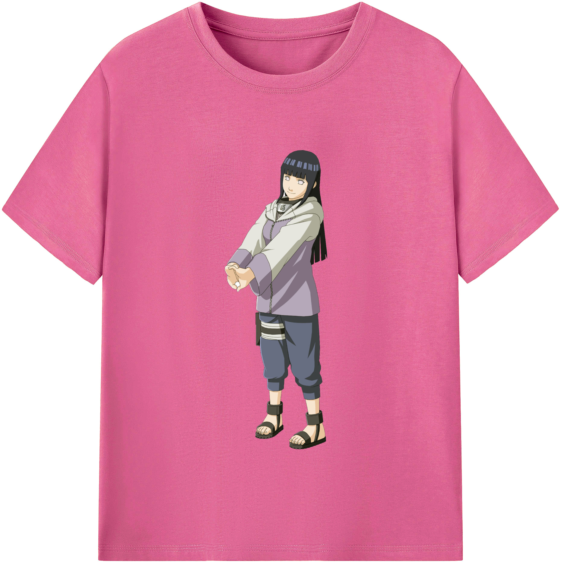 （画像用） NARUTO -ナルト- 日向ヒナタ Hyūga Hinata レディースカジュアルプリントTシャツ（綿100％）
