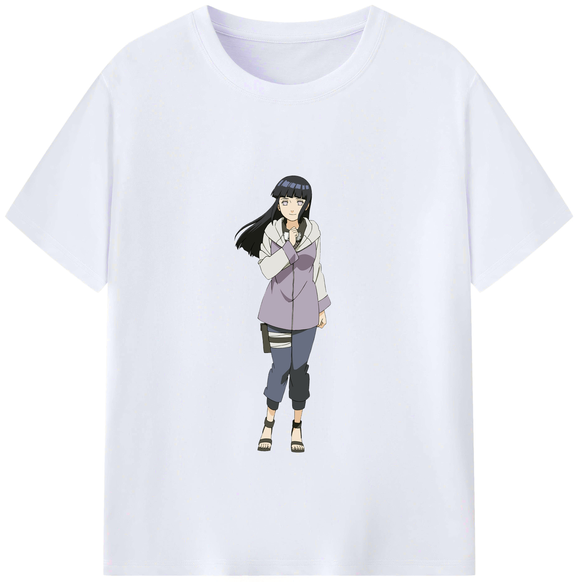 （画像用） NARUTO -ナルト- 日向ヒナタ Hyūga Hinata レディースカジュアルプリントTシャツ（綿100％）