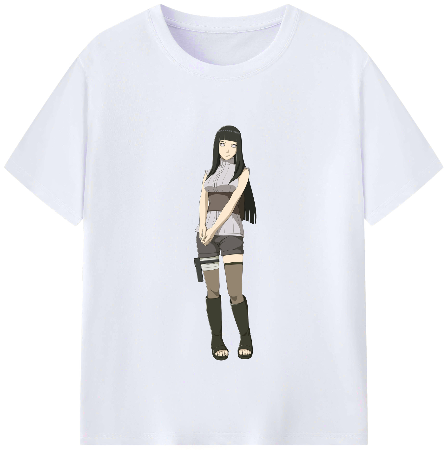 （画像用） NARUTO -ナルト- 日向ヒナタ Hyūga Hinata レディースカジュアルプリントTシャツ（綿100％）