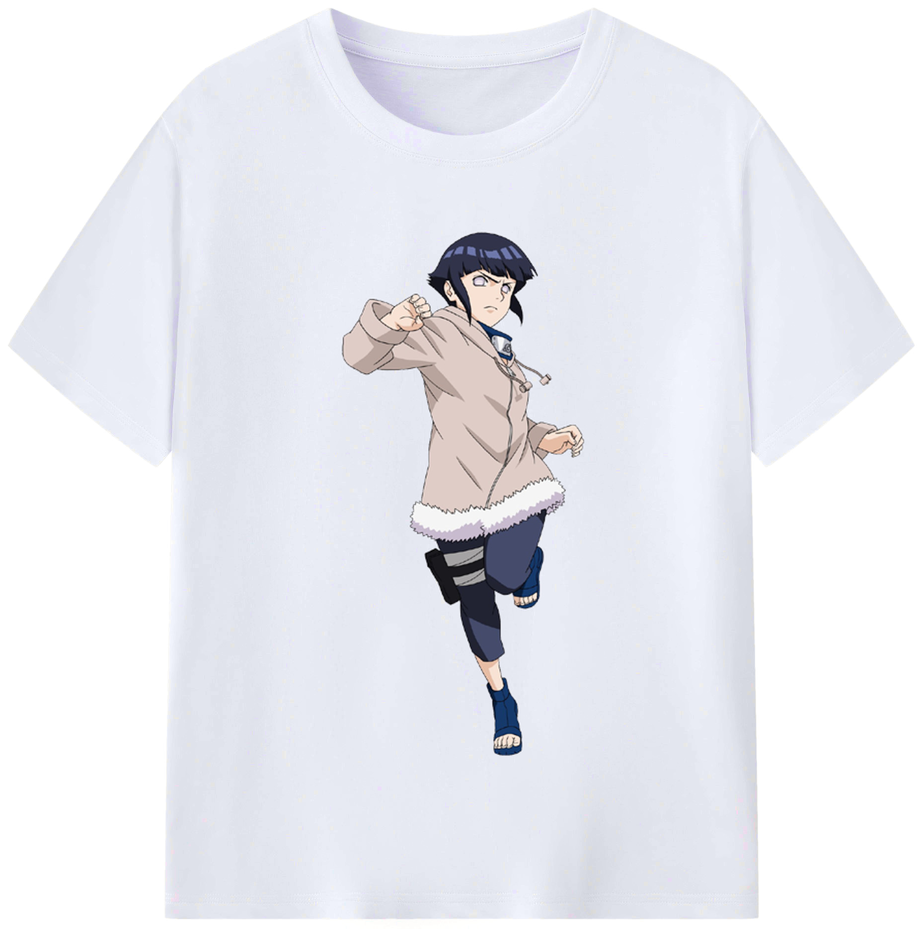 （画像用） NARUTO -ナルト- 日向ヒナタ Hyūga Hinata レディースカジュアルプリントTシャツ（綿100％）