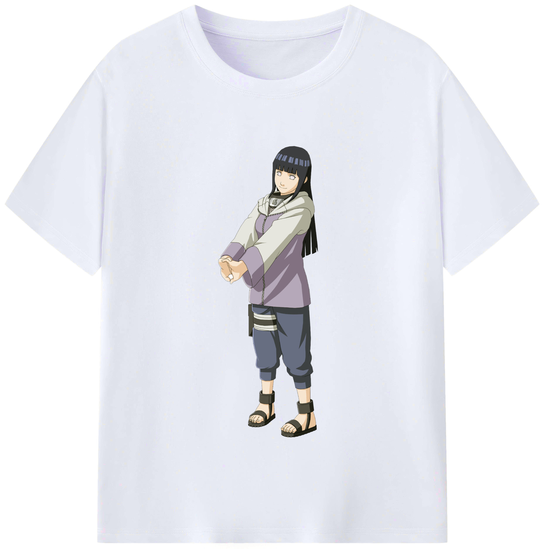 （画像用） NARUTO -ナルト- 日向ヒナタ Hyūga Hinata レディースカジュアルプリントTシャツ（綿100％）