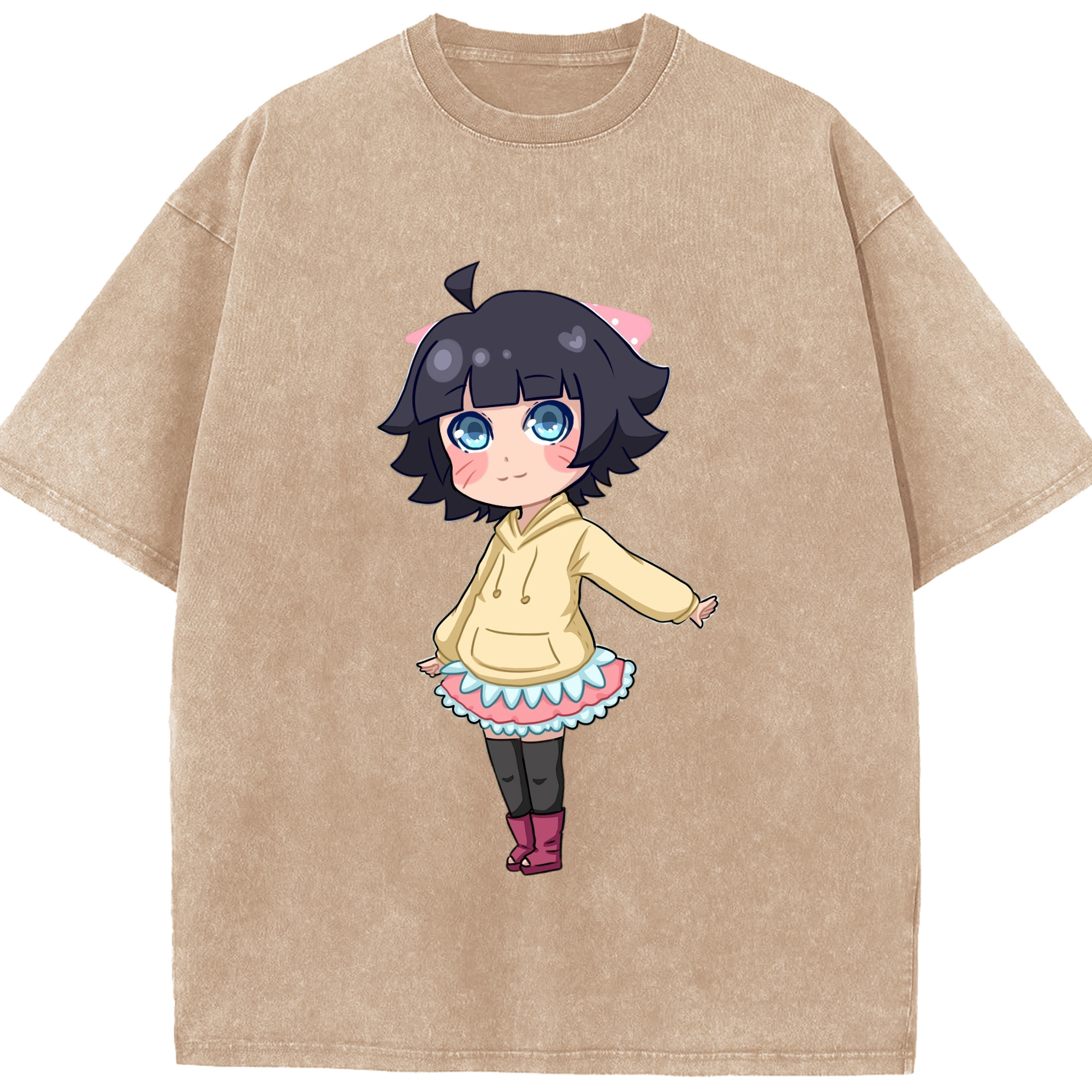 （画像用） NARUTO -ナルト- うずまき ヒマワリ Uzumaki Himawari 綿100% ヴィンテージ風 半袖Tシャツ（フロントプリント）